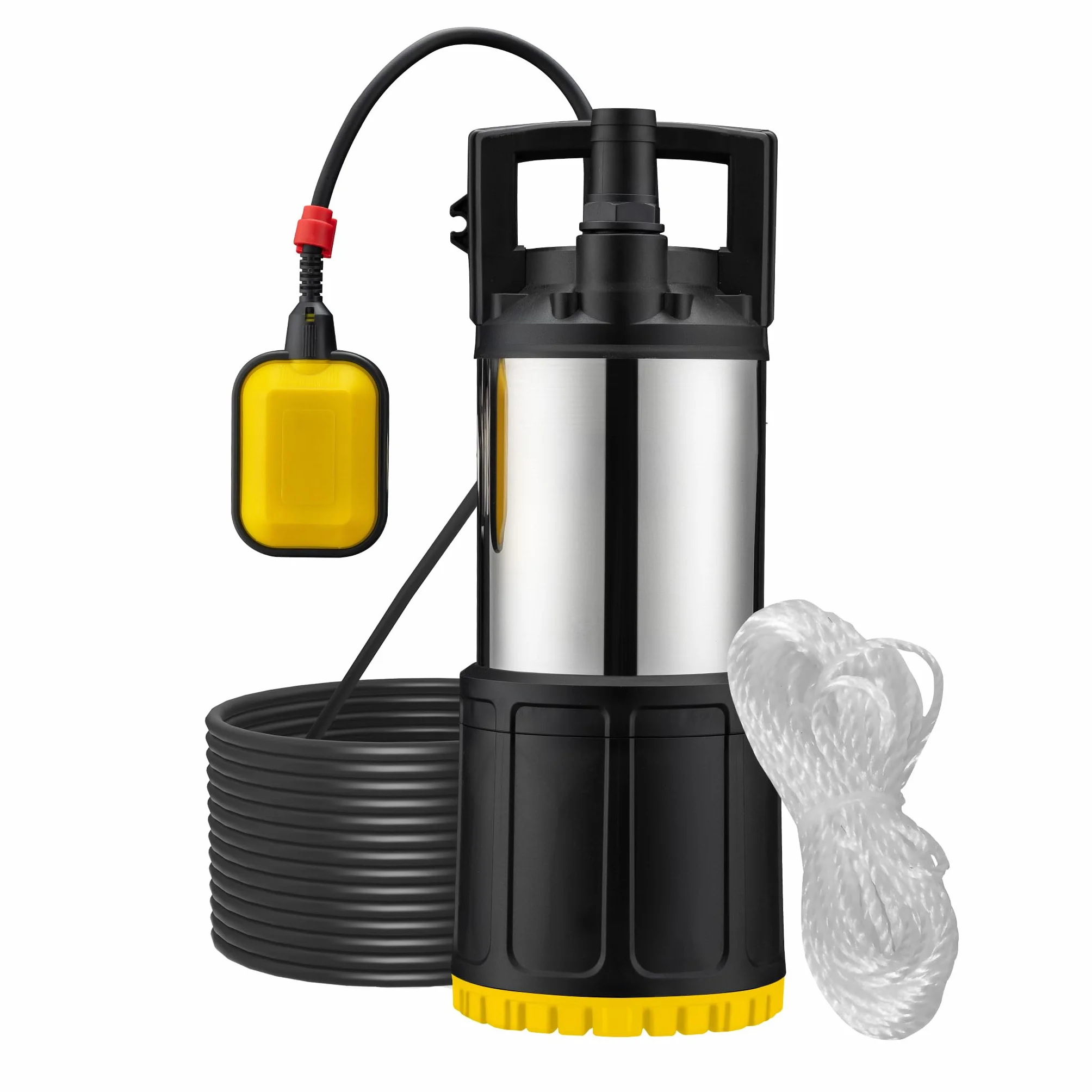 Bomba de agua sumergible Wiltec 1200 W 6000 l/h 40 m, inmersión 7 m, interruptor flotador, PPO acero inoxidable