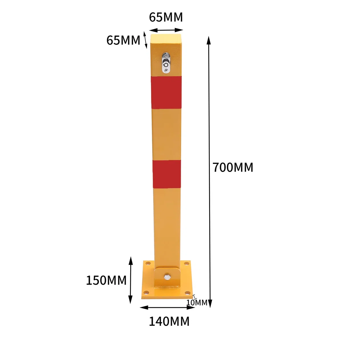 KATSU Bolardo de Bloqueo de Espacio para Estacionamiento de Automóviles Acero sólido Bloqueable Plegable Poste de Barrera de Parking de Coche, Amarilla y Roja, Cerradura superior, 70cm de Altura