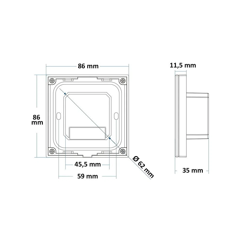 Panel táctil de cristal negro Sys-Pro de 1 zona, regulador de intensidad inalámbrico Triac, 230 V
