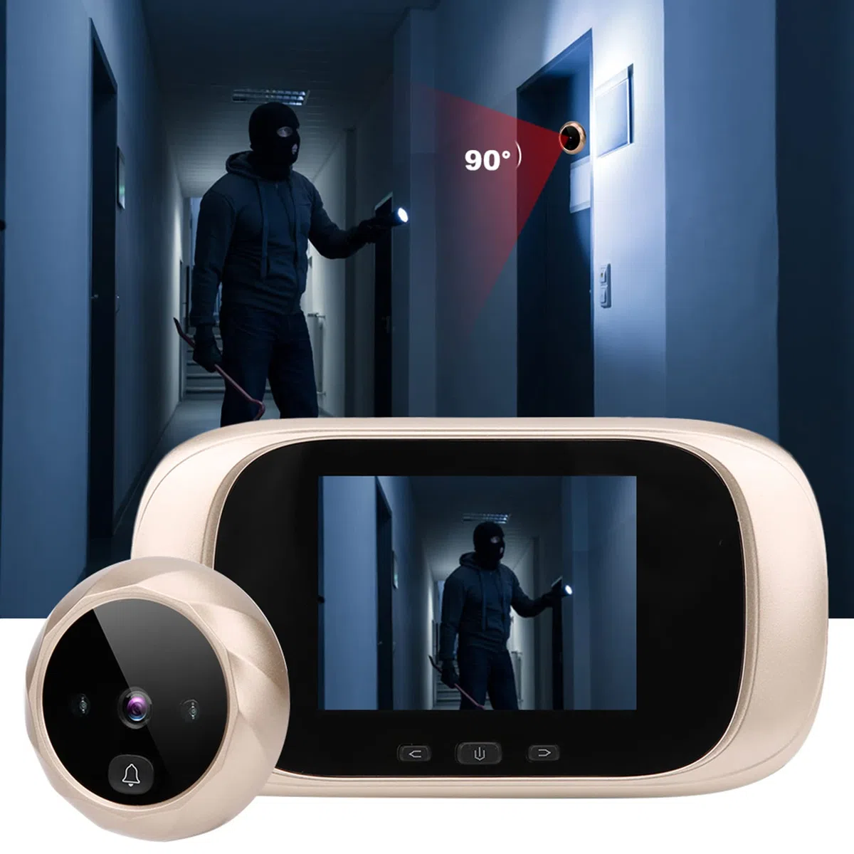Mirilla Digital Puerta, mirilla digital, timbre de visión nocturna con cámara con función de grabación en bucle de pantalla Tft Lcd de 2,8 pulgadas
