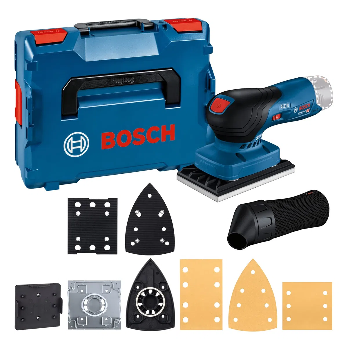 Bosch Professional 12V System lijadora orbital a batería GSS 12V-13 (compatible con Bosch Click & Clean System, incl. 3 placas lijadoras, 3 discos de lijado, bolsa para polvo, punzonadora, L-BOXX)