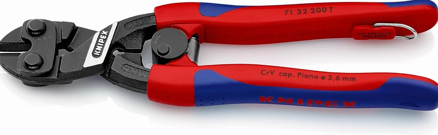 KNIPEX CoBolt Cortabulones compacto con fundas esbeltas en dos componentes, con anilla de fijación integrada para, 71 32 200 T