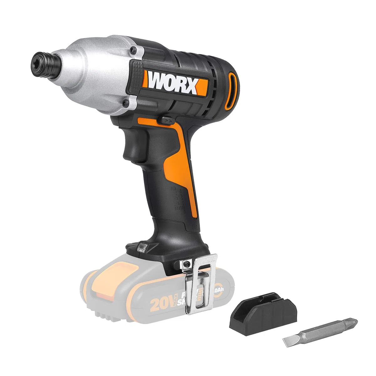 WORX Atornillador de Impacto 20V | PowerShare | WX291.9 - Sin batería, ni cargador | Control variable de velocidad, reversible, caja de engranajes metálica, luz LED