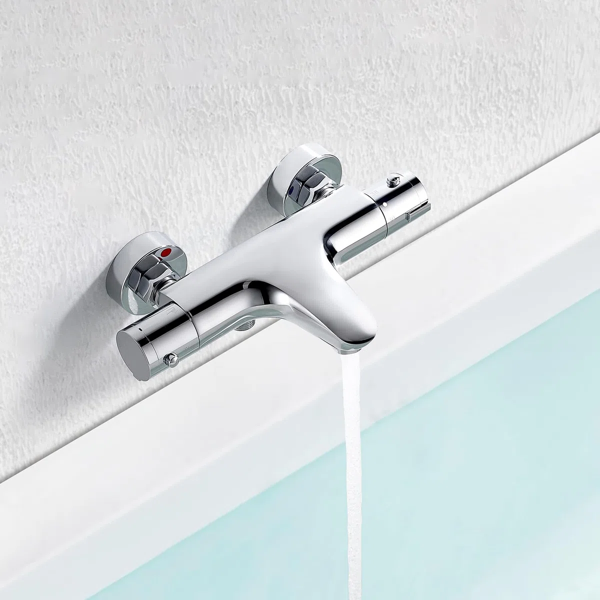 Grifo mezclador termostático para bañera y ducha, grifo mezclador moderno para bañera, antiescaldaduras, válvula termostática expuesta con grifo de bañera, cromado