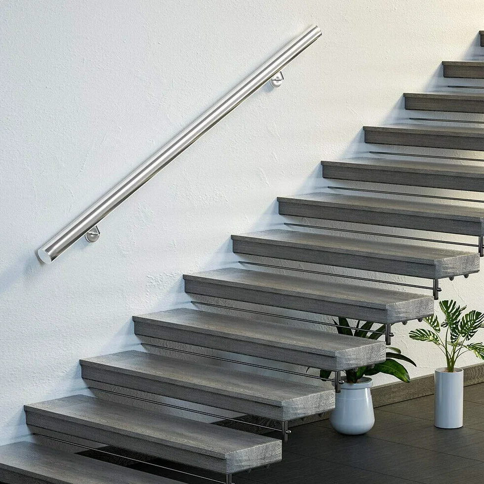 Monzana Pasamanos de Acero Inoxidable Barandilla de Pared para Escalera 300cm Soporte Pared Interior Exterior