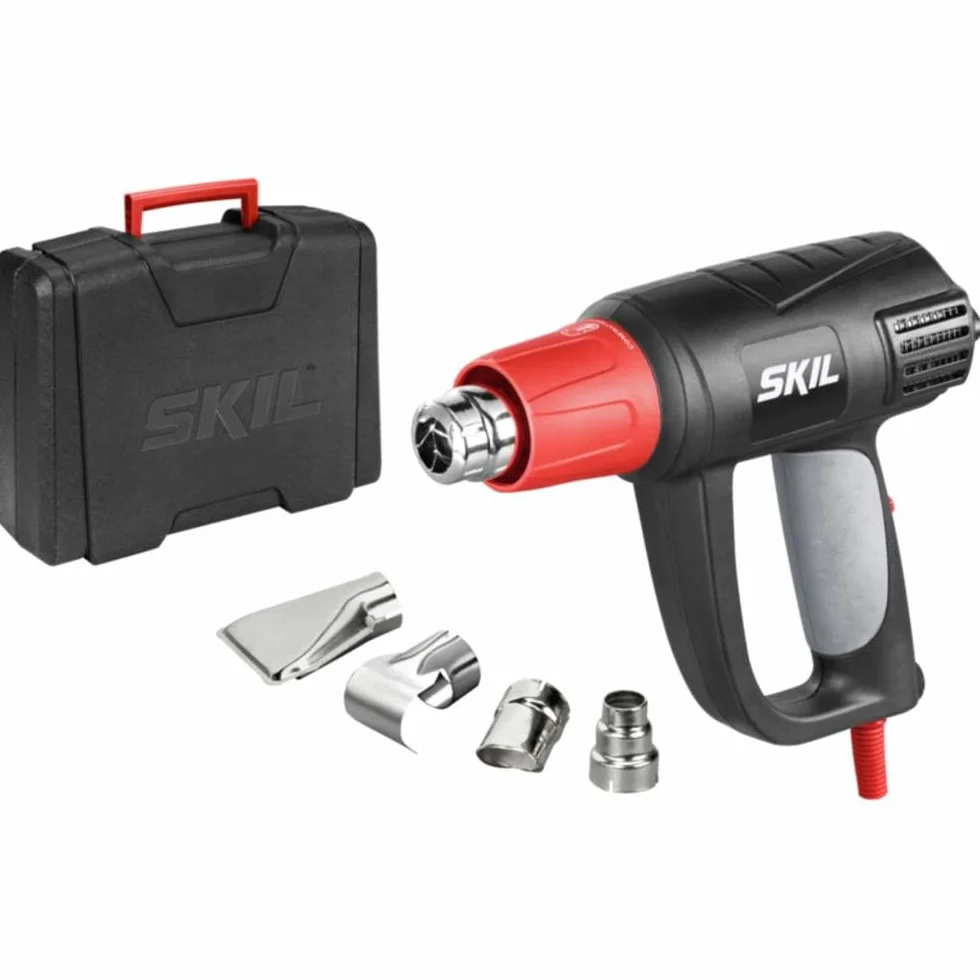 Skil 8004AA - Pistola de aire caliente/decapador con temperatura regulable variable (2000 W, LCD, 4 boquillas, maletín)