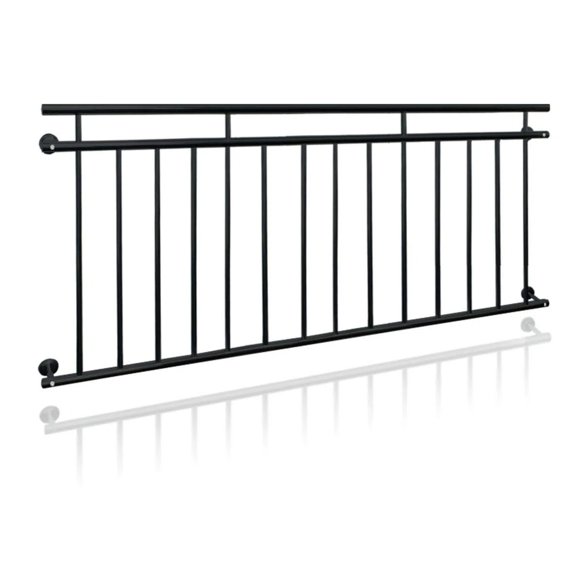 ECD Germany Balcón Estilo Francés 184 x 90 cm Acero con Barras Transversales Barandilla Superficie Mate y Rugosa Color Negro Rejas de Seguridad Interior Exterior Pasamanos Balustrada de Terraza