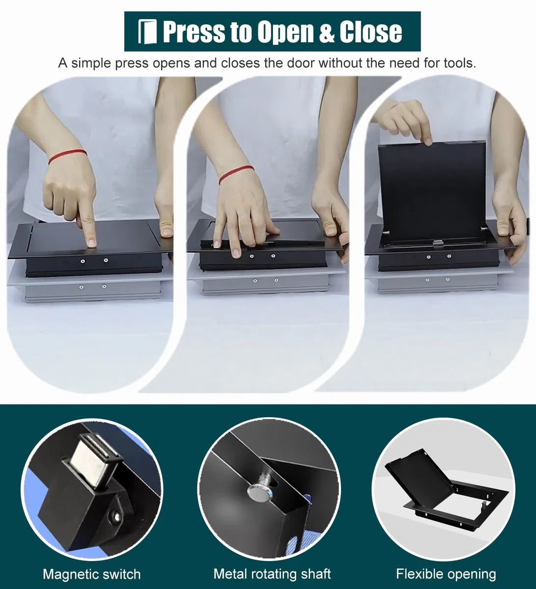 Trampilla Pladur Panel de Puerta de Acceso Galvanizado y de Aluminio, Tapa de Trampilla de Acceso Empotrada para Pared/Techo, Puertas de Revisión Interiores y Exteriores(White,10x20in(25x50cm))