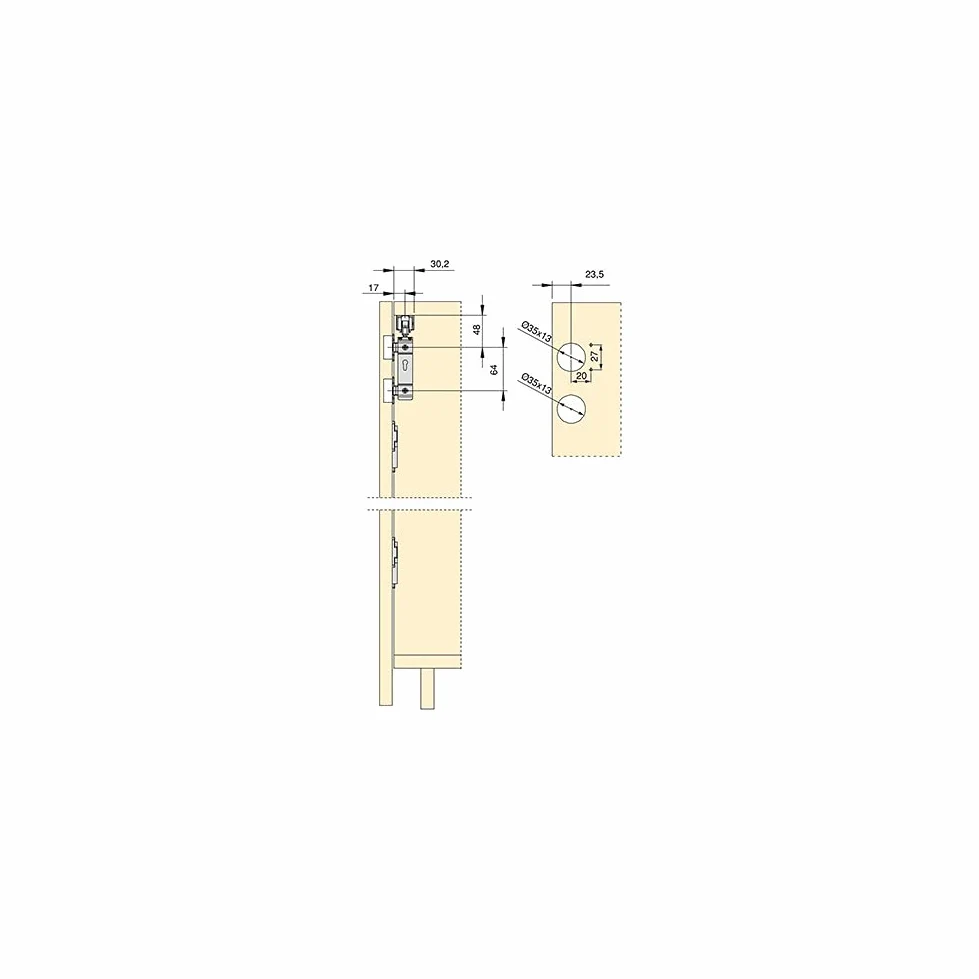 Emuca - Sistema para 2 puertas correderas de madera colgadas y plegables, sin guiador inferior, cierre suave, Aluminio anodizado