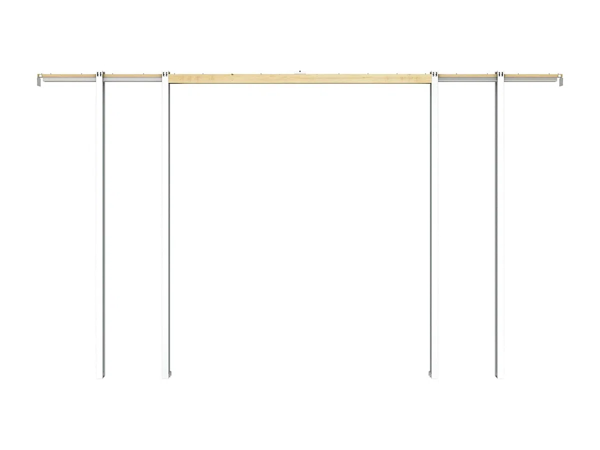Vente-unique - Puerta corredera doble con sistema de empotrado en aluminio y vidrio templado - 2 x H205 x L83 cm - WILDEN II