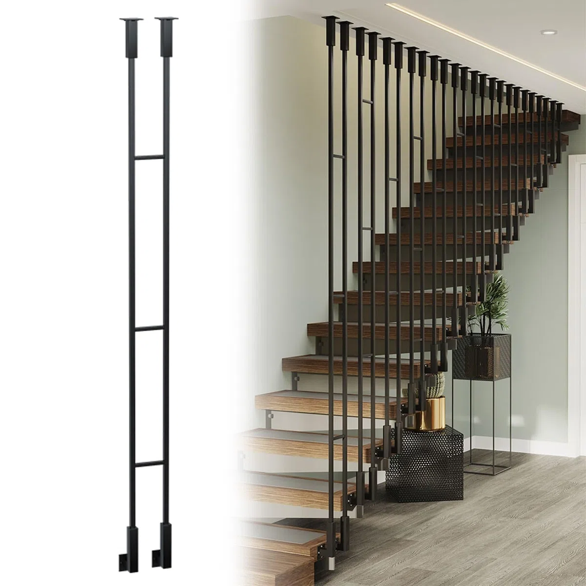 balaustres husillos balaustres de escalera Balaustres De Hierro Para Escaleras Interiores De 50-240 CM De Largo, Husillos De Escalera De Metal Para Lofts De Sótanos, Remodelación De Escaleras De Ofici