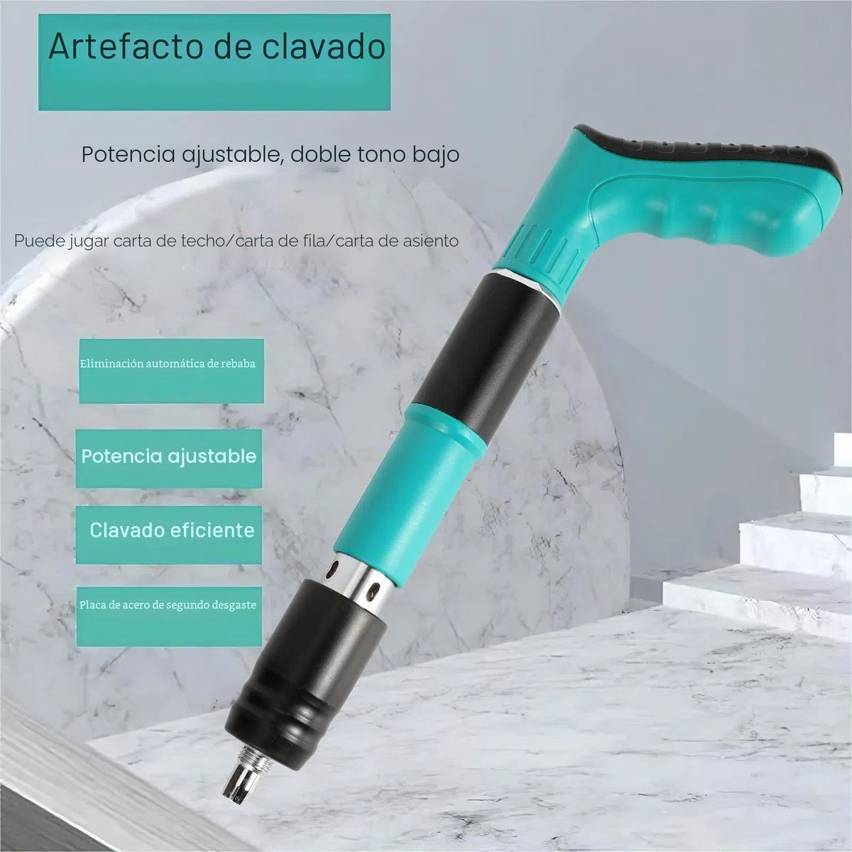 Herramienta de pistola de uñas, de acero, pistola de clavos de acero, pistola de remache, pistola neumática para acero y hormigón, silenciador, 5 velocidades, herramienta de fijación de pared para