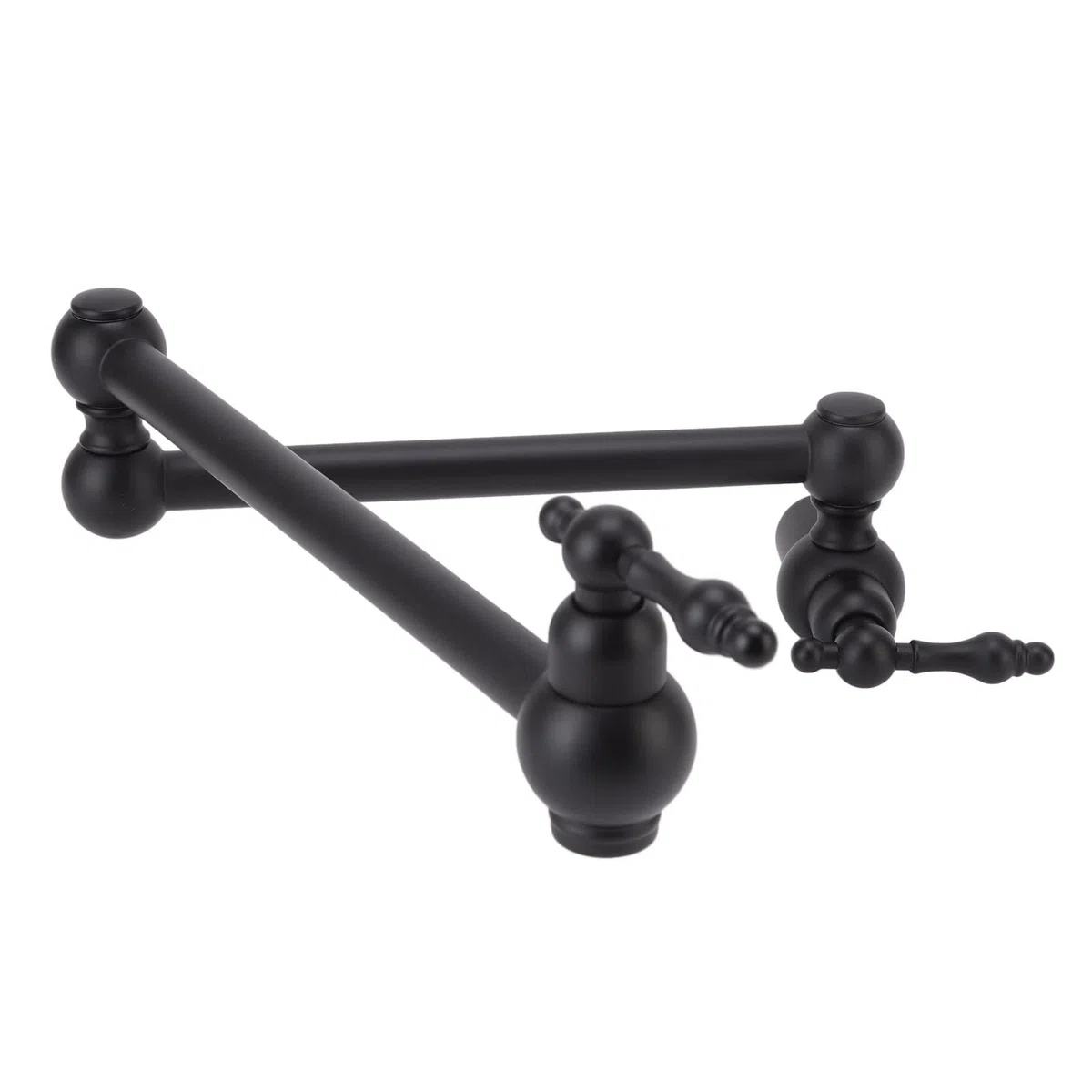 Grifo de Llenado de Ollas, Grifo de Cocina Montado en la Pared de Cobre Estirable G1/2, Grifo Plegable de Llenado de Ollas de Dos Manijas de Un Solos Orificio(Negro mate)