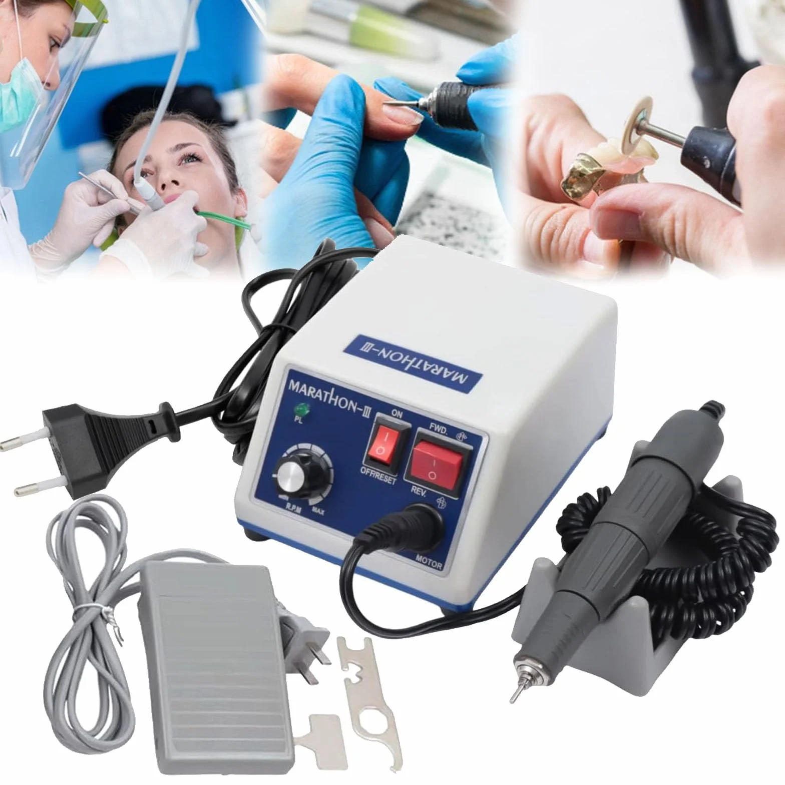 Dispositivo Pulido Micromotor, Micromotor Pulido Eléctrico 0-35000rpm Tamaño Taladro 2,35Mm Máquina Pulidora Eléctrica Para Joyería Laboratorio Cerámica Silicona Vidrio Trabajo Tallado Pulido Dental