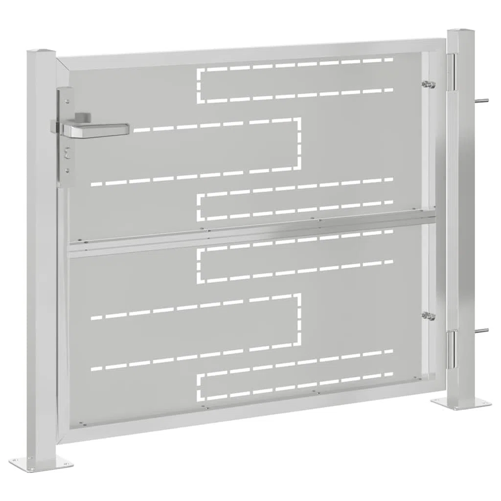 vidaXL Puerta de Jardín, Puerta de Seguridad con Cerradura, Puerta de Entrada, Puerta de Valla para Jardín Patio, Acero Inoxidable