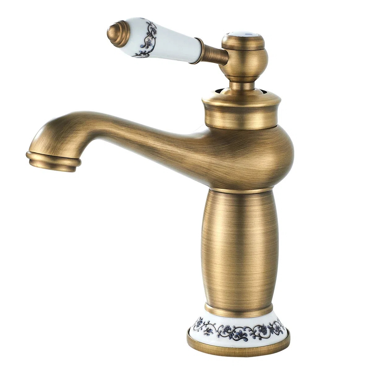 Namuoto Grifo de Lavabo Grifo para Baño, Lavabo Vintage Floral de Una Sola Manija Del Grifo, Latón Antiguo