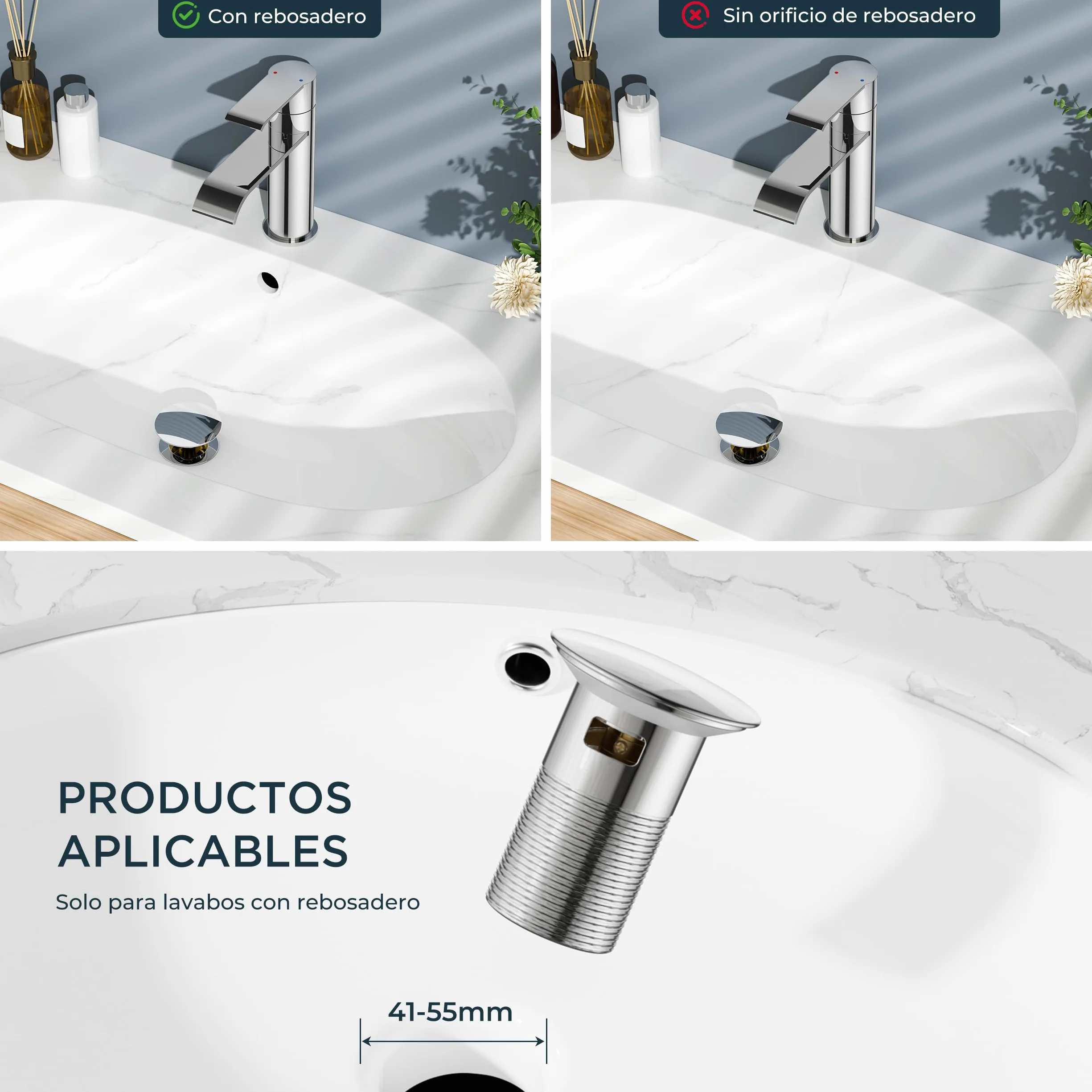 FORIOUS Grifo Lavabo Alto Con Desagüe, Grifo Baño Monomando De Acero Inoxidable para Lavabos de Baño,Diseño Cascada Con Altura De Caño 98MM，Cromo