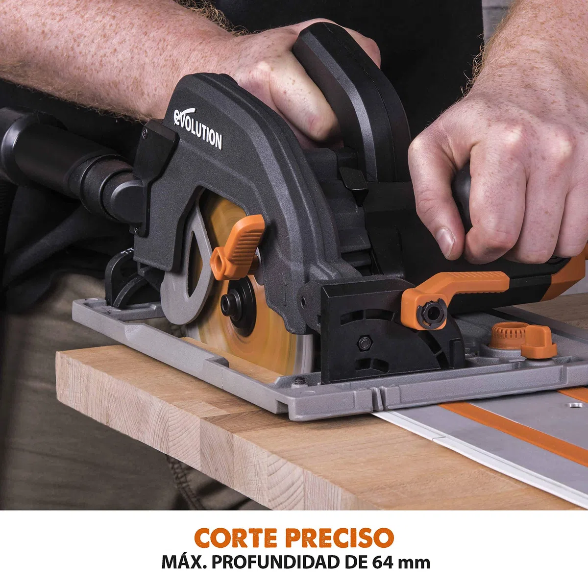 EVOLUTION POWER TOOLS R185CCSX Sierra Circular multimaterial Compatible (Paquete de combinación 1020 mm con guía incluida), 230 V, 185 mm