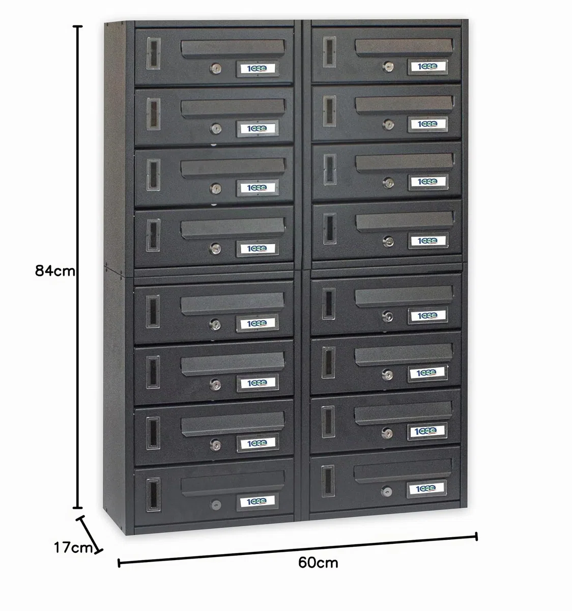 Buzón vertical para propiedad horizontal de 16 plazas 60 x 17 x 84 cm – Modelo Modular