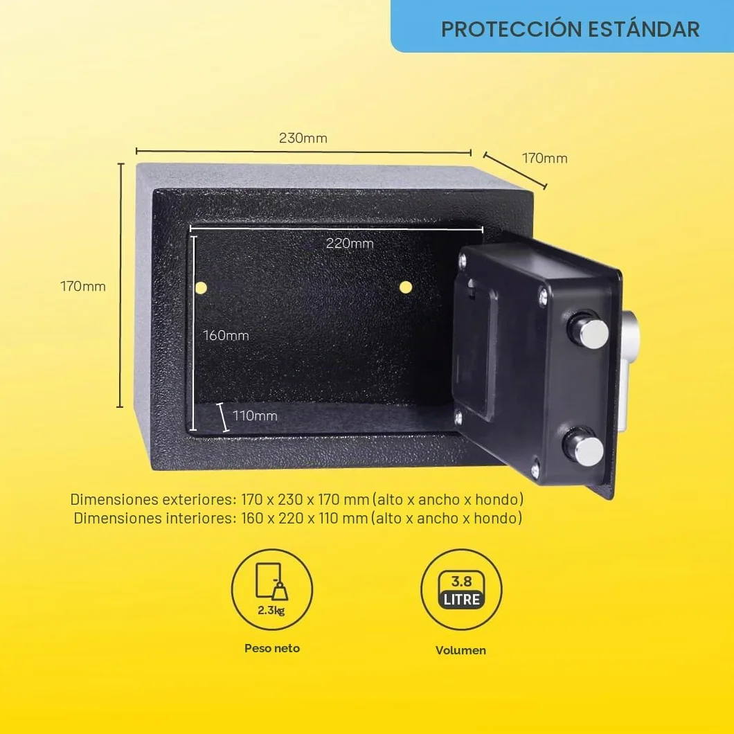 Yale YSV/170/DB2 Caja Fuerte De Seguridad Negro 170 x 230 x 170 mm
