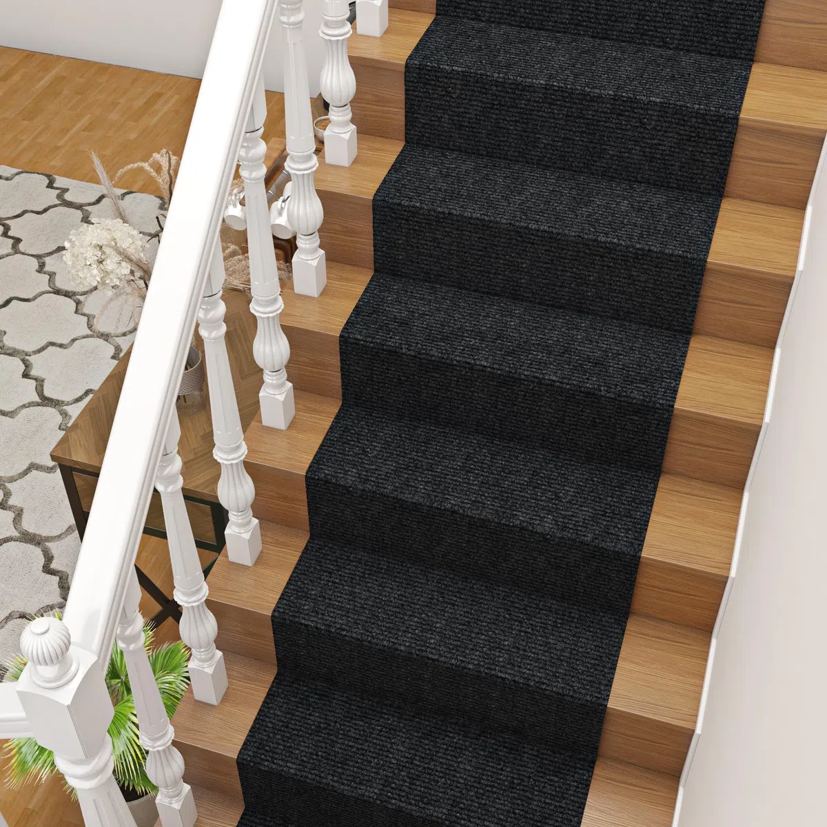 Livelynine Moqueta Adhesiva en Rollo para el Suelo Habitación Salon 60x400CM Antideslizante Moqueta para el Suelo de Casa Oficina Negro Moqueta por Metros Suelo Negra Alfombra Interior Comercio