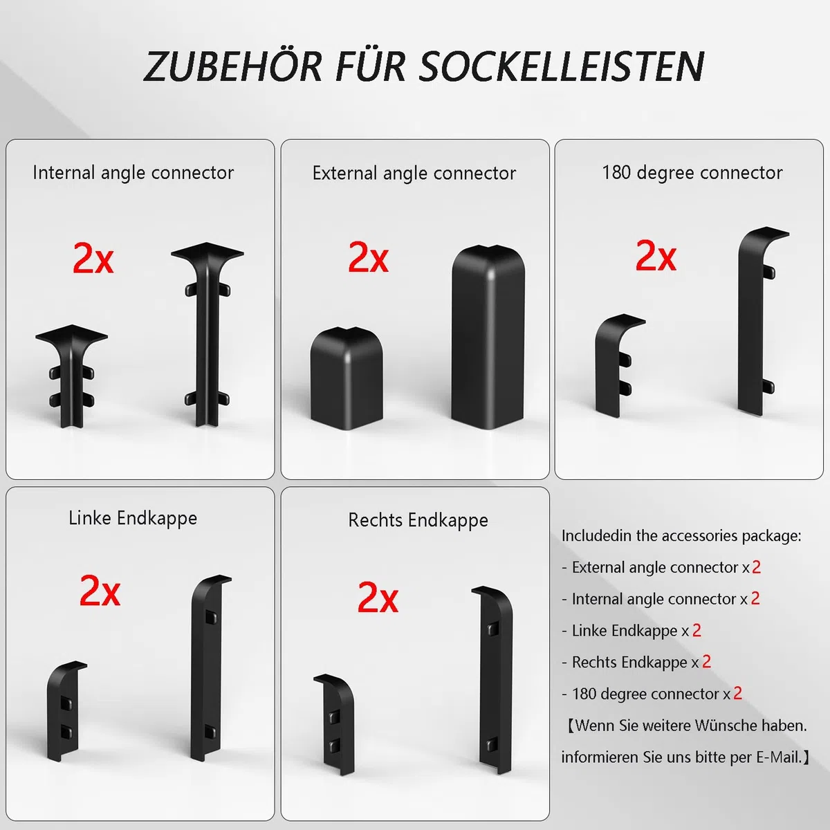 Rodapié de aluminio, 4 piezas, 125 cm cada uno, acabado decorativo fácil de instalar, ideal para cualquier habitación, altura: 4 cm
