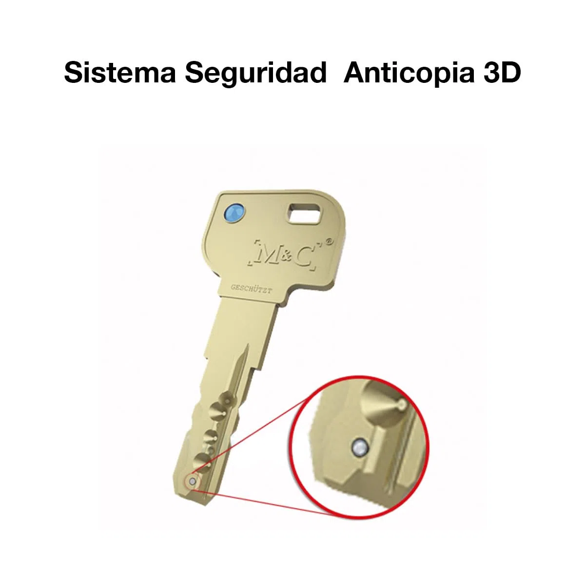 M&C Move Bombín Cerradura Alta Seguridad Anti Topolino Leva Larga Doble Embrague Seguridad Máxima SKG 3 Estrellas 32x32mm Anti Bumping Anti Taladro Níquel Pulido 5 Llaves Incluidas