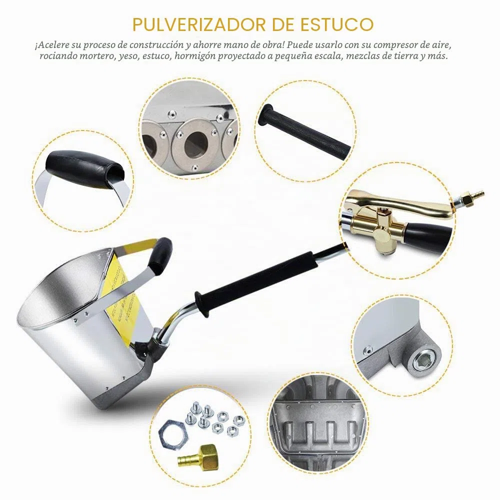 Rociador de Mortero Multifuncional Cemento Mortero Pistola de Tolva Pulverizador de Yeso Pistola Pulverizador Pistola de Pintura con 4 Jet Hopper (para Pared)