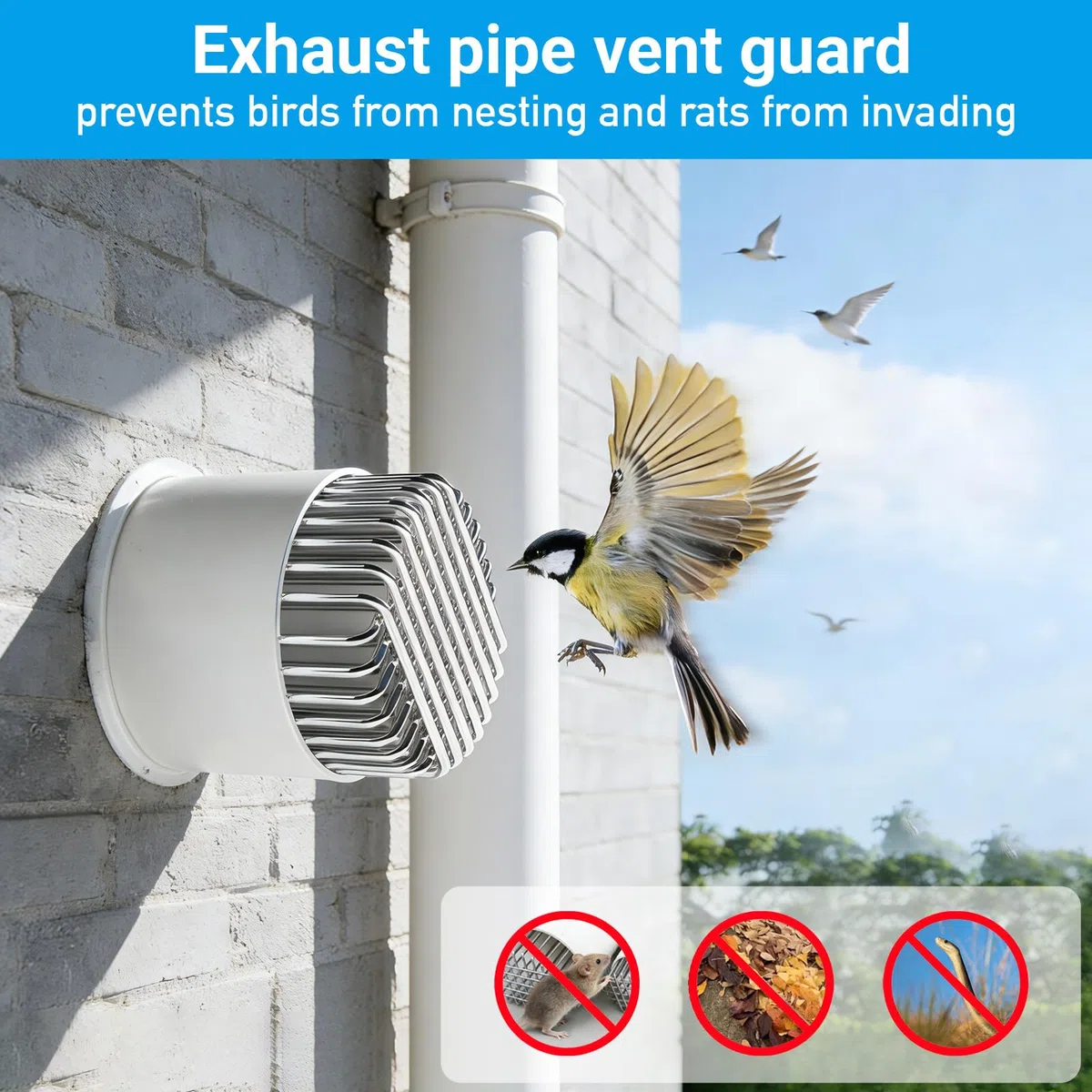 2 protectores de canalón de acero inoxidable (se adapta a tubos de 6 a 6.3 pulgadas), filtro de hojas expandible y cubierta de drenaje de techo, solución de pantalla de metal resistente para