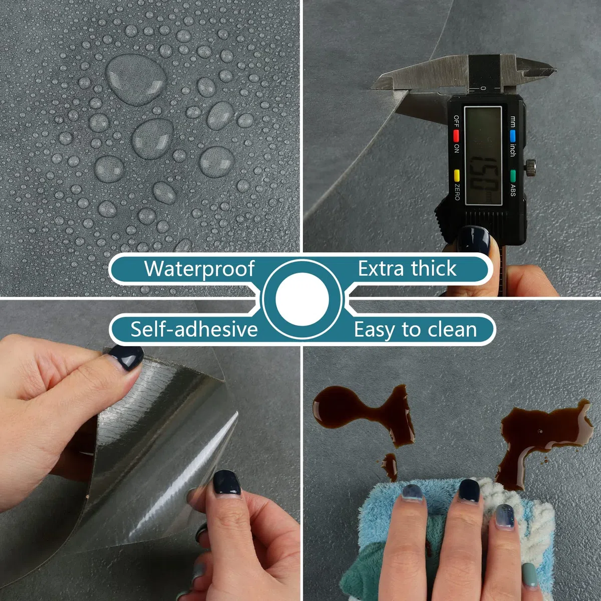 VEELIKE Suelo Vinilo Autoadhesivo Cemento Gris Adhesivos Pegatinas de Baldosas Adhesivas Suelo Papel Adhesivo para Cocina Azulejos Impermeable Papel Pintado Suelo Baño 1.5mm 60cm x 30cm 12 Piezas