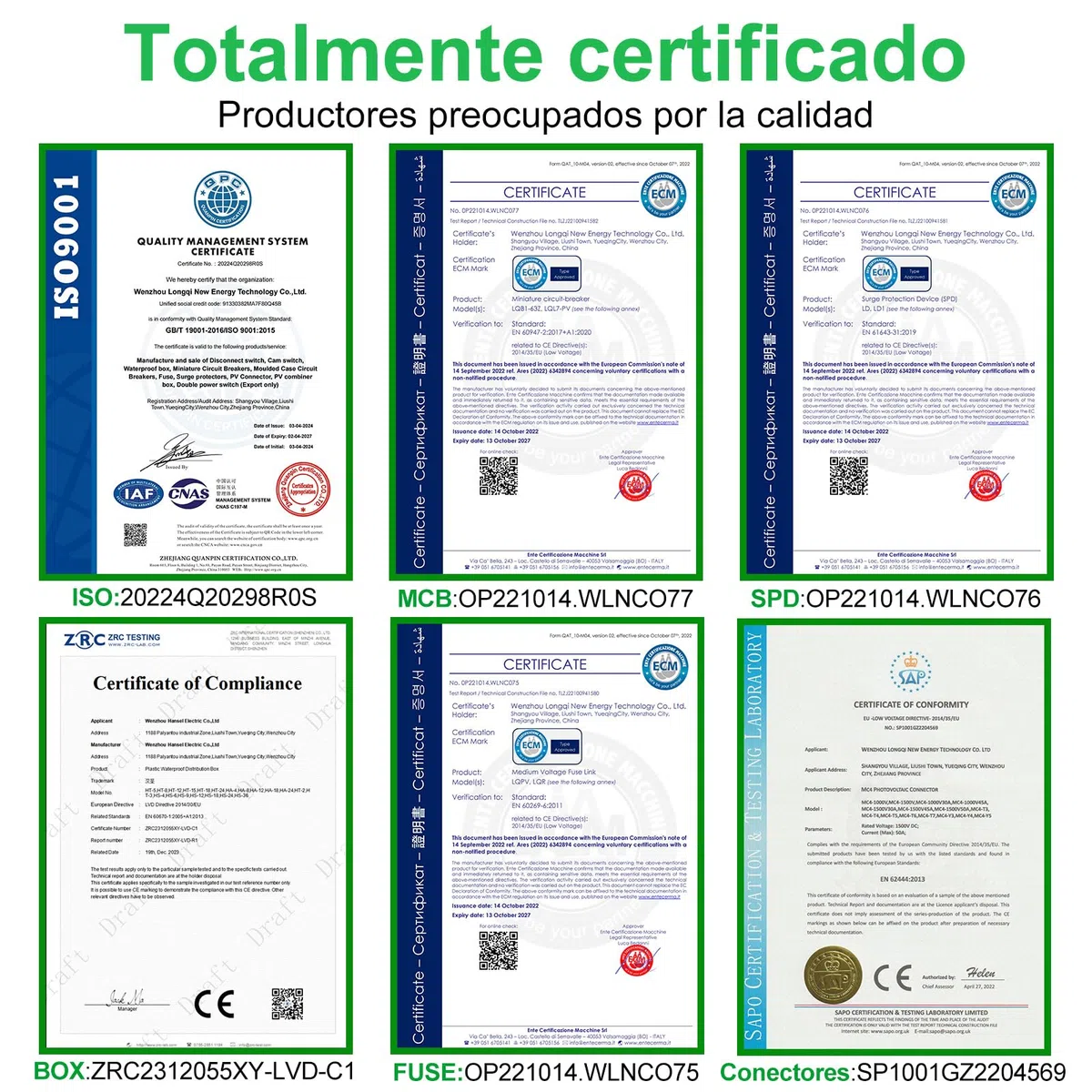 IP65 Caja Combinadora PV 2 Circuitos 2 Entradas 2 Salidas DC500V 32A Interruptor Disyuntor con Protector de Sobretensión y fusible de 15A Para Paneles Solares al Aire Libre