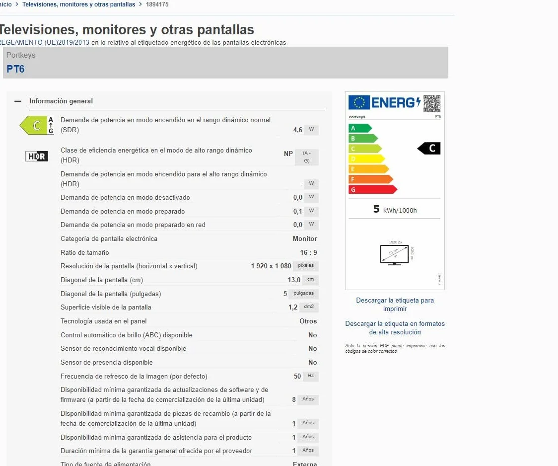 Portkeys PT6 Monitor Monitor de Asistencia Profesional en cámara Pantalla de 5,2" 600nit Control táctil Entrada 4K HDMI 30p Salida HDMI 1080P60 Caja LUT 3D para área de transmisión en Vivo.