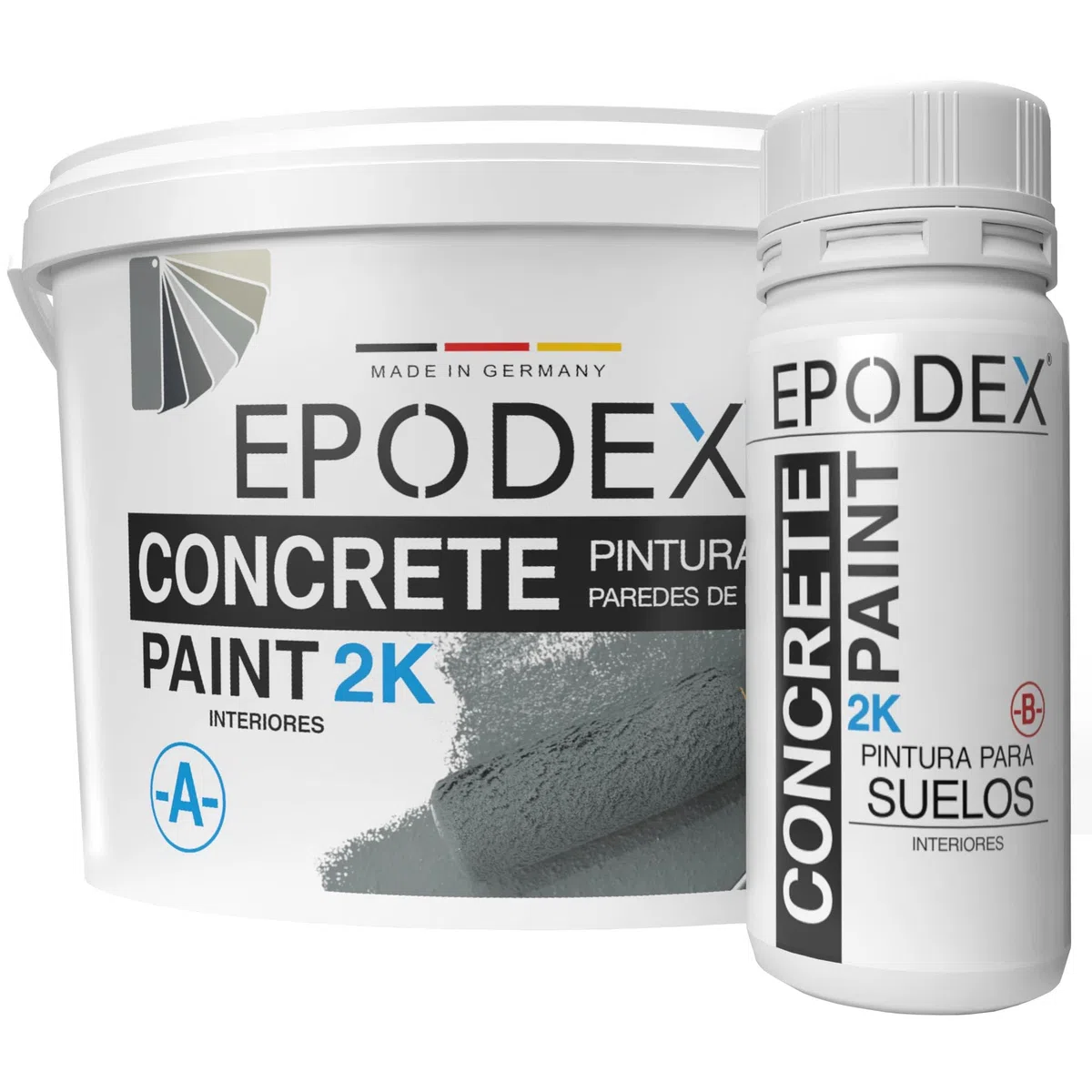 EPODEX Pintura para hormigón 2K, Pintura epóxica para suelos, Resina epoxi para suelo, Impermeable, Sótano, garaje, taller, Interior, 3,6kg (9m² con 2 capas) - Midnight