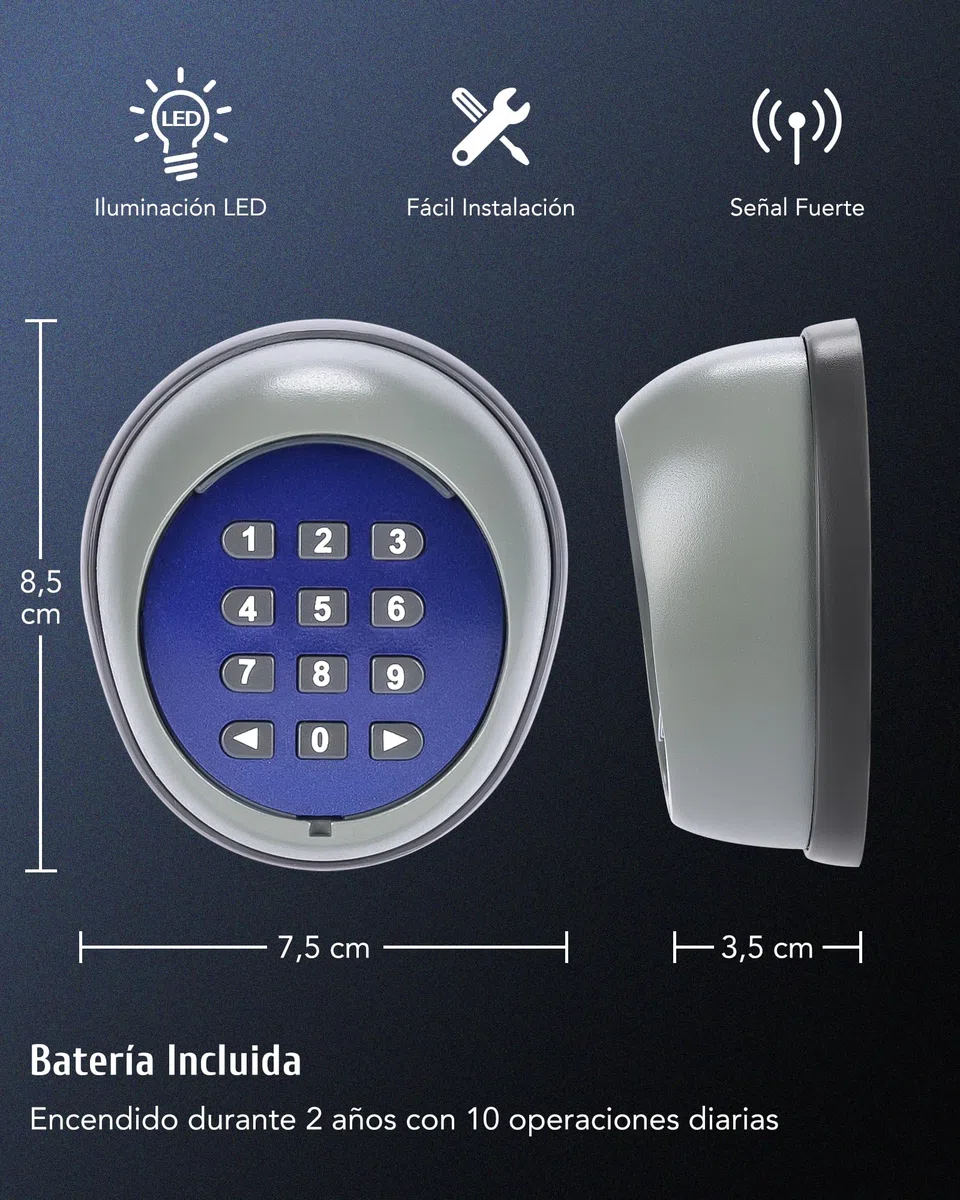 CO-Z Teclado Inalámbrico para Motores Puertas de Marca CO-Z, Sistema de Seguridad para el Hogar con Alcance de 200 m, Transmisor Inteligente sin Cables para Uso Interior y Exterior