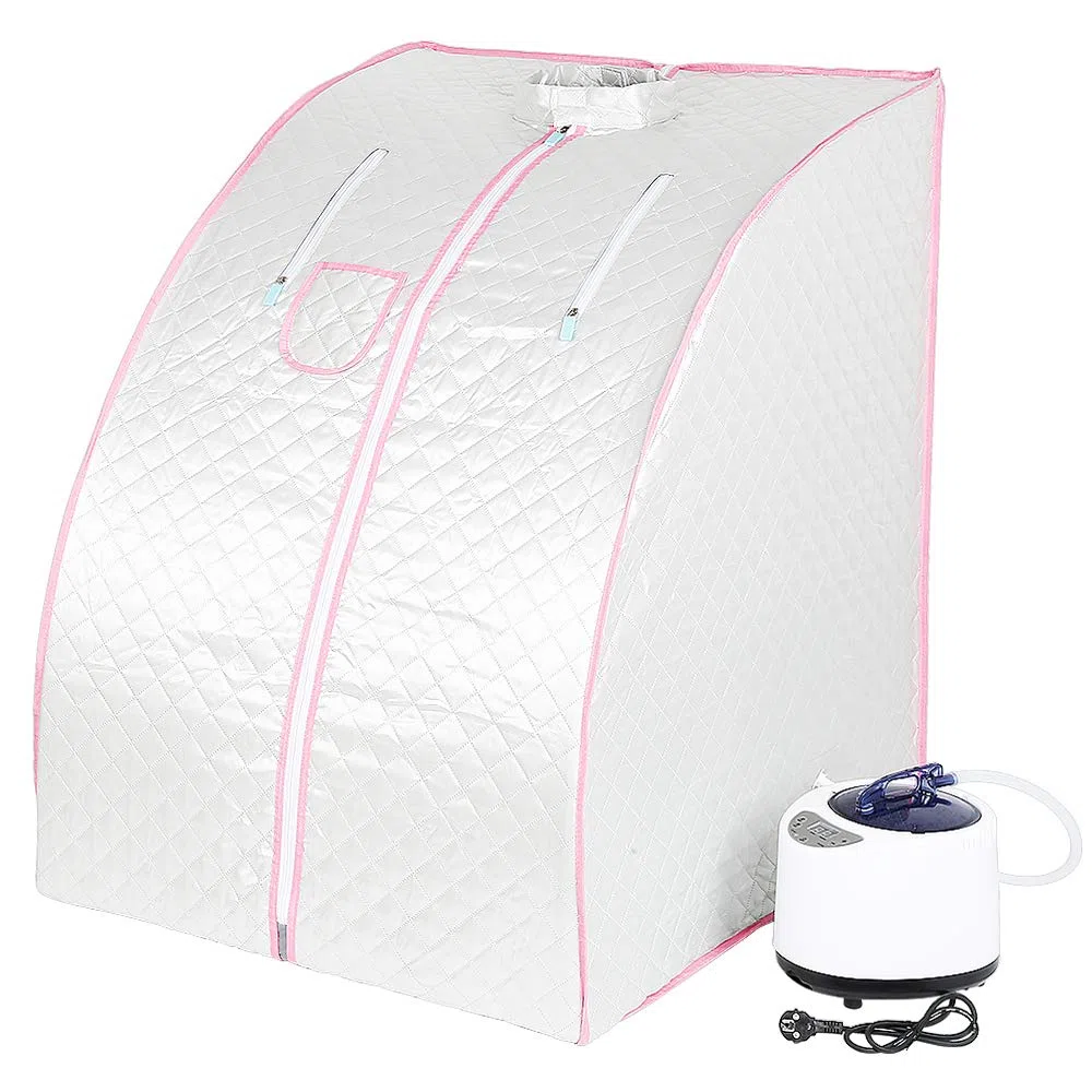 Mini sauna de vapor móvil Sauna casera Cabina de calor Sauna sentado Cabina de sauna Vapor Fumigación 1000W, 99x88x76 cm (Plata)