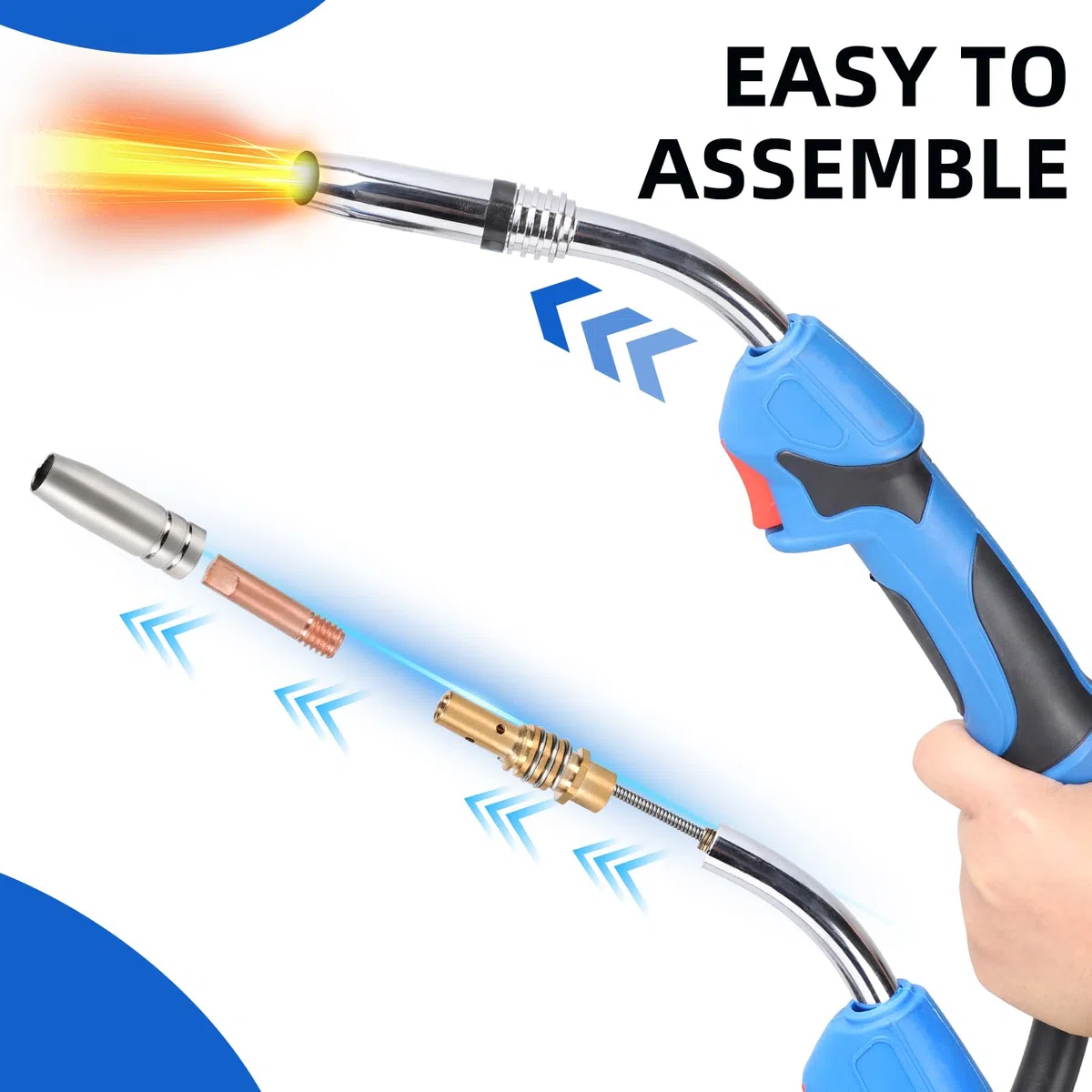 SWAWIS Conjunto de Antorcha MIG/MAG MB 25KD con 4M de Manguera para Gas de Protección para Equipo de Soldadura con Gas de Protección CO², Incluye 8 Piezas de Repuesto