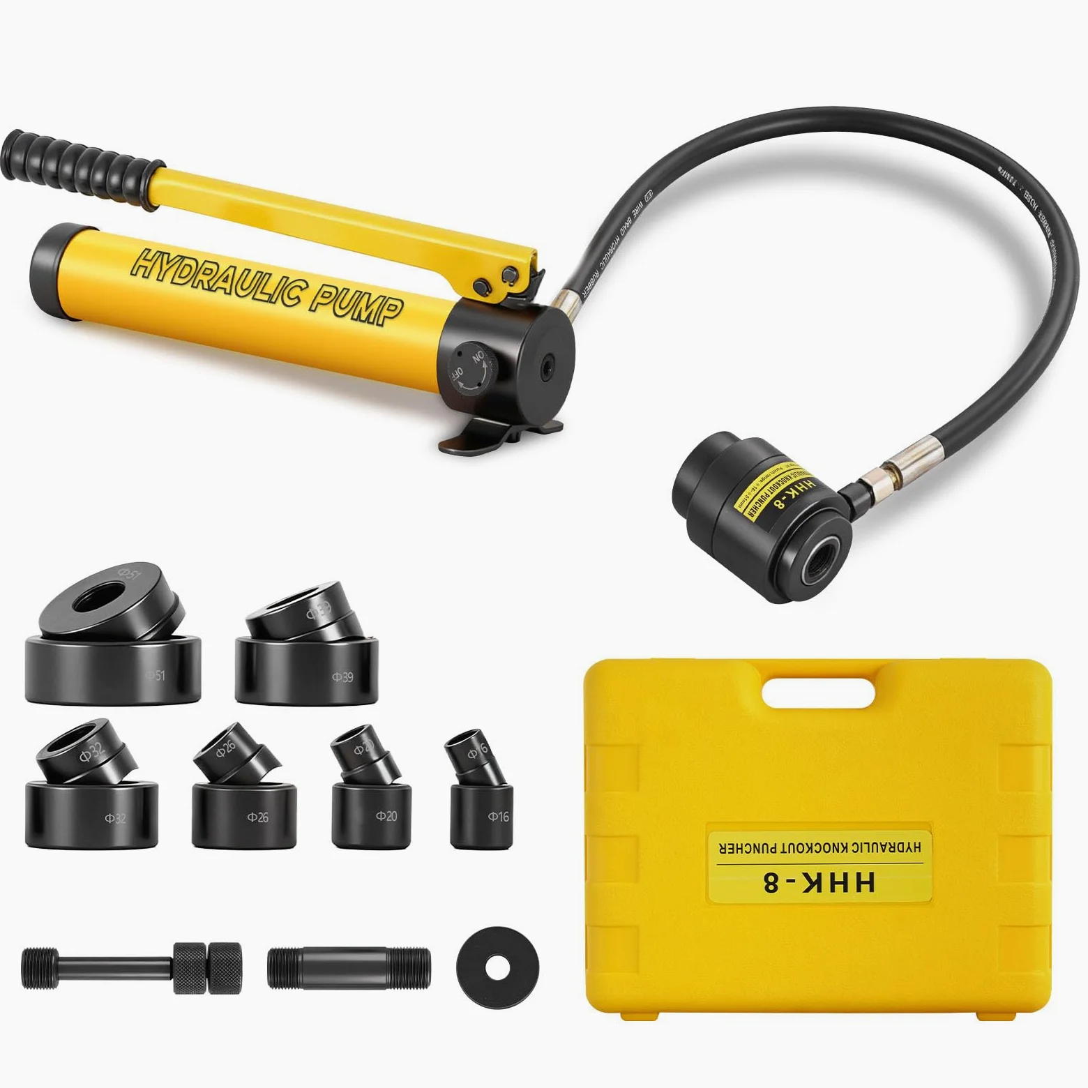 MXBAOHENG 9 T Perforadora hidráulica de metal con 6 troqueles de 16/20/26/32/39/51 mm perforadora hidráulica para acero inoxidable ≤ 1,6 mm; chapa de hierro ≤ 3,2 mm
