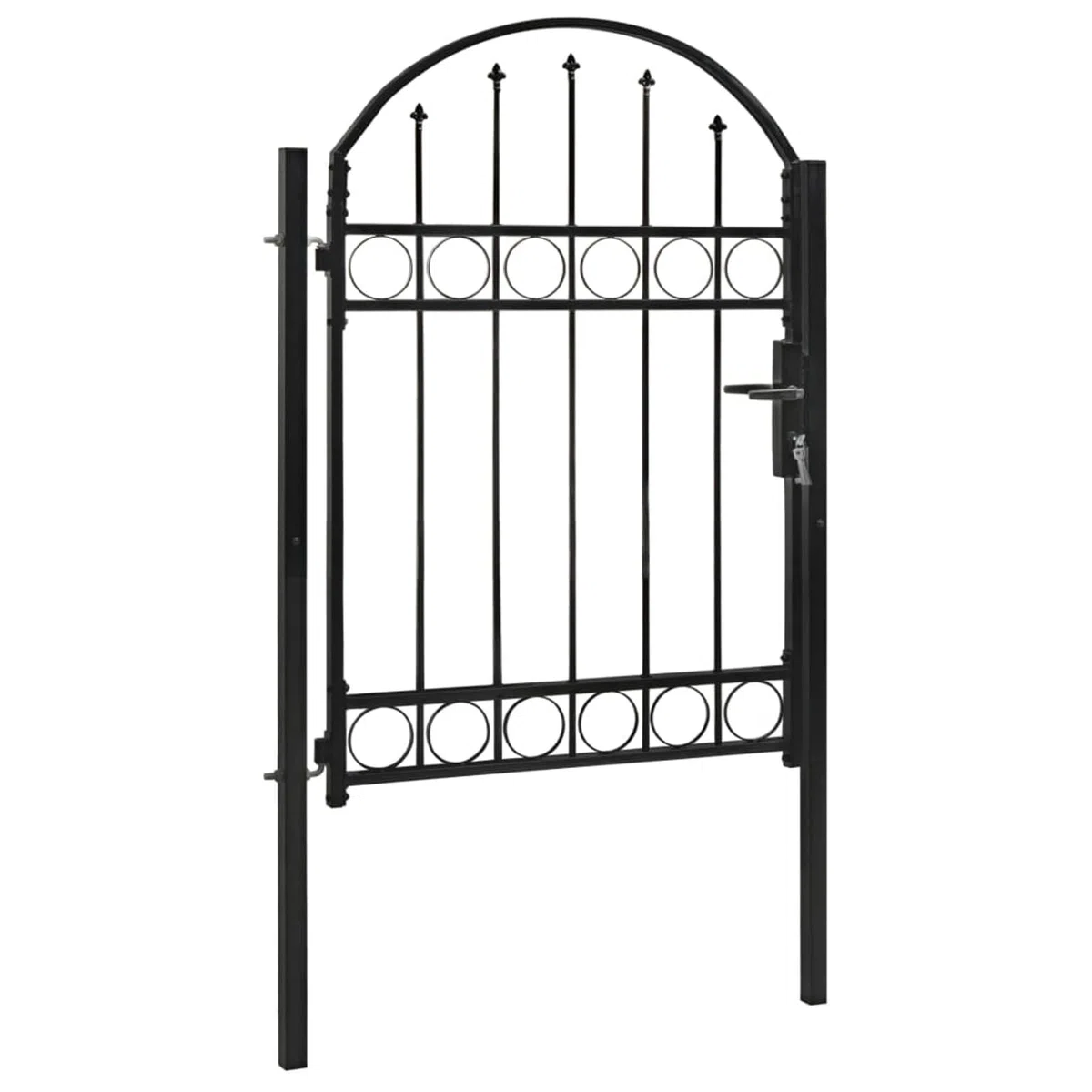 Puerta de jardín con Arco Superior 100x125 cm Acero Negro, Puertas para Jardin, Puertas De Exterior, Valla Jardín, Rejas para Puertas De Entrada