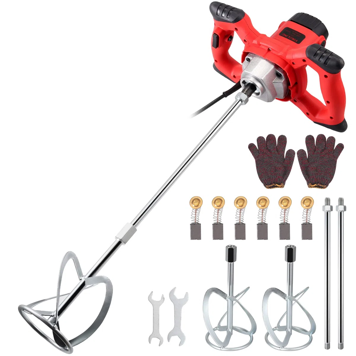 JUSTOOL 2100W Mezclador de Taladro de Hormigón Eléctrico Mezclador de Mortero Eléctrico 220V 6 Velocidades Ajustables 280-2800Rpm Agitador M14 Ajustable para mezclar yeso/pintura/mortero/pegamento