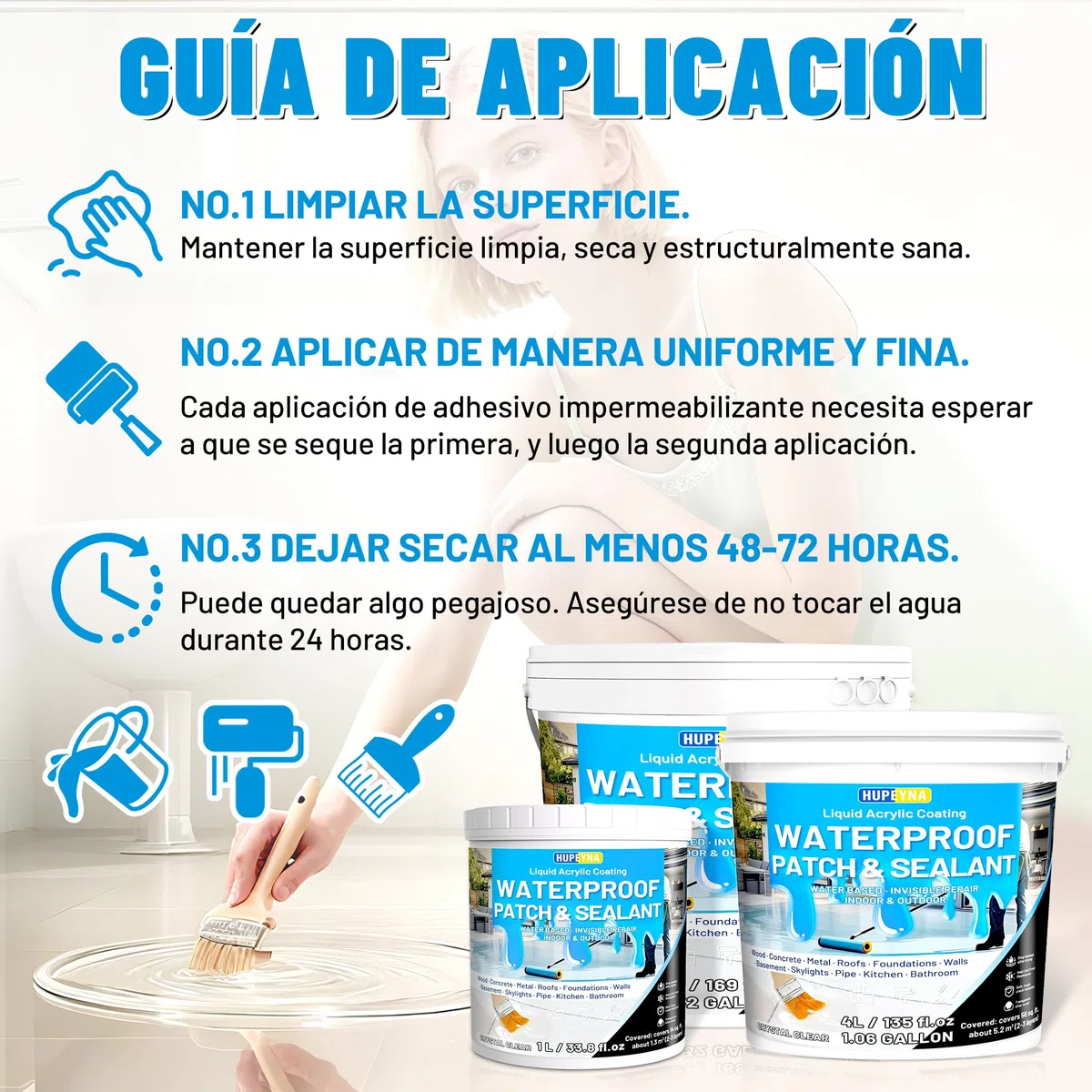 Impermeabilizante Transparente, Líquido Revestimiento Impermeable Reparador Waterproof Anti-Fugas, Sellador Invisible Impermeable para Interiores y Exteriores Pegamento Impermeable 4L