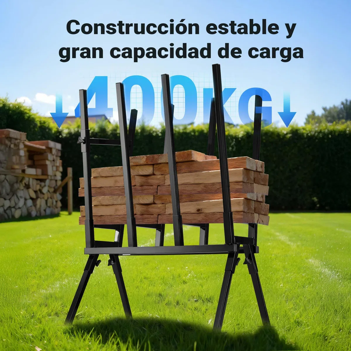 WilTec Caballete de aserrado soporte para cortar leña con motosierra 400 kg troncos serrrar madera sierra