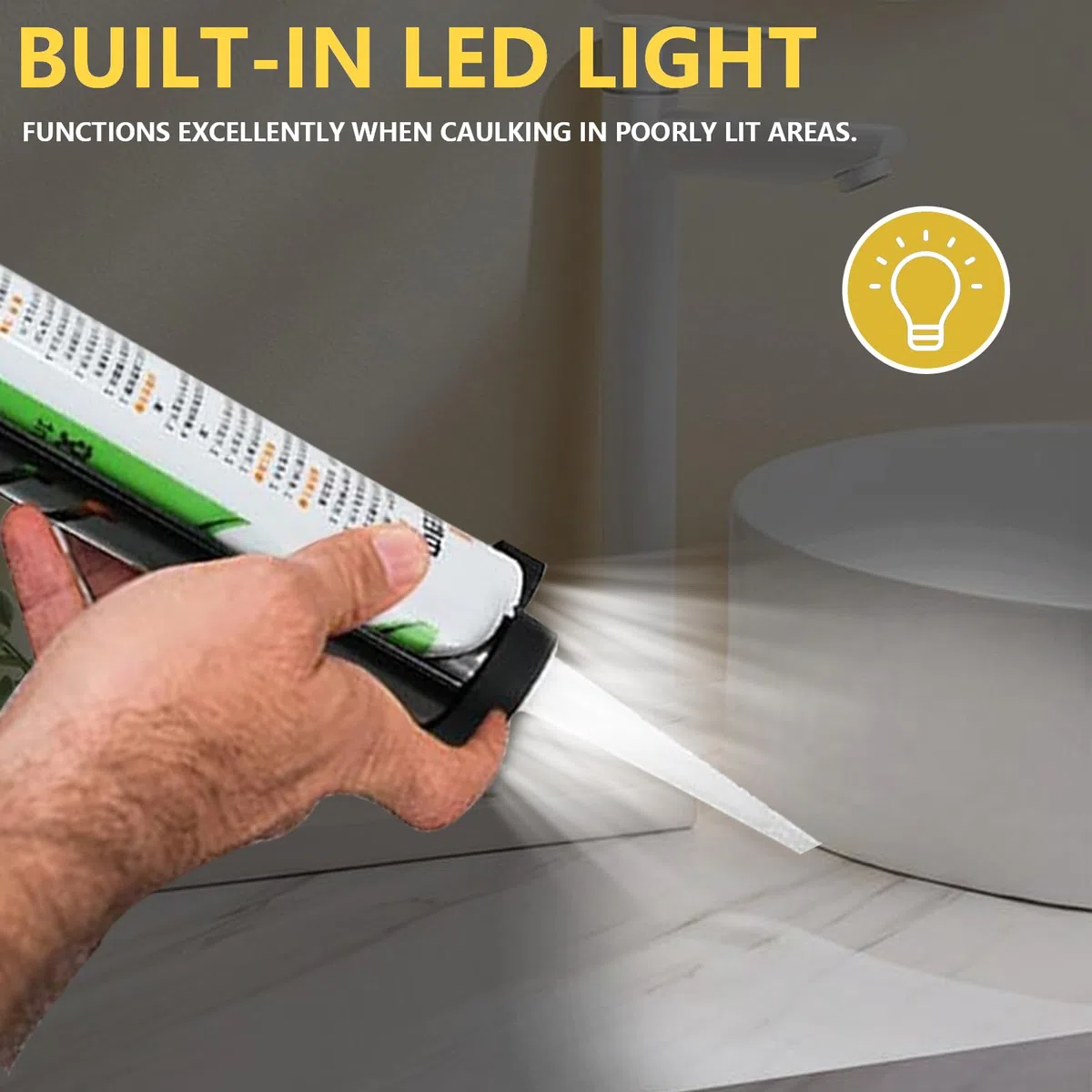 Pistola de cartuchos sin cable batería para DeWalt 20V Max con luz LED y 4 velocidades ajustables Para reparar baldosas y sellar encimeras de cocina