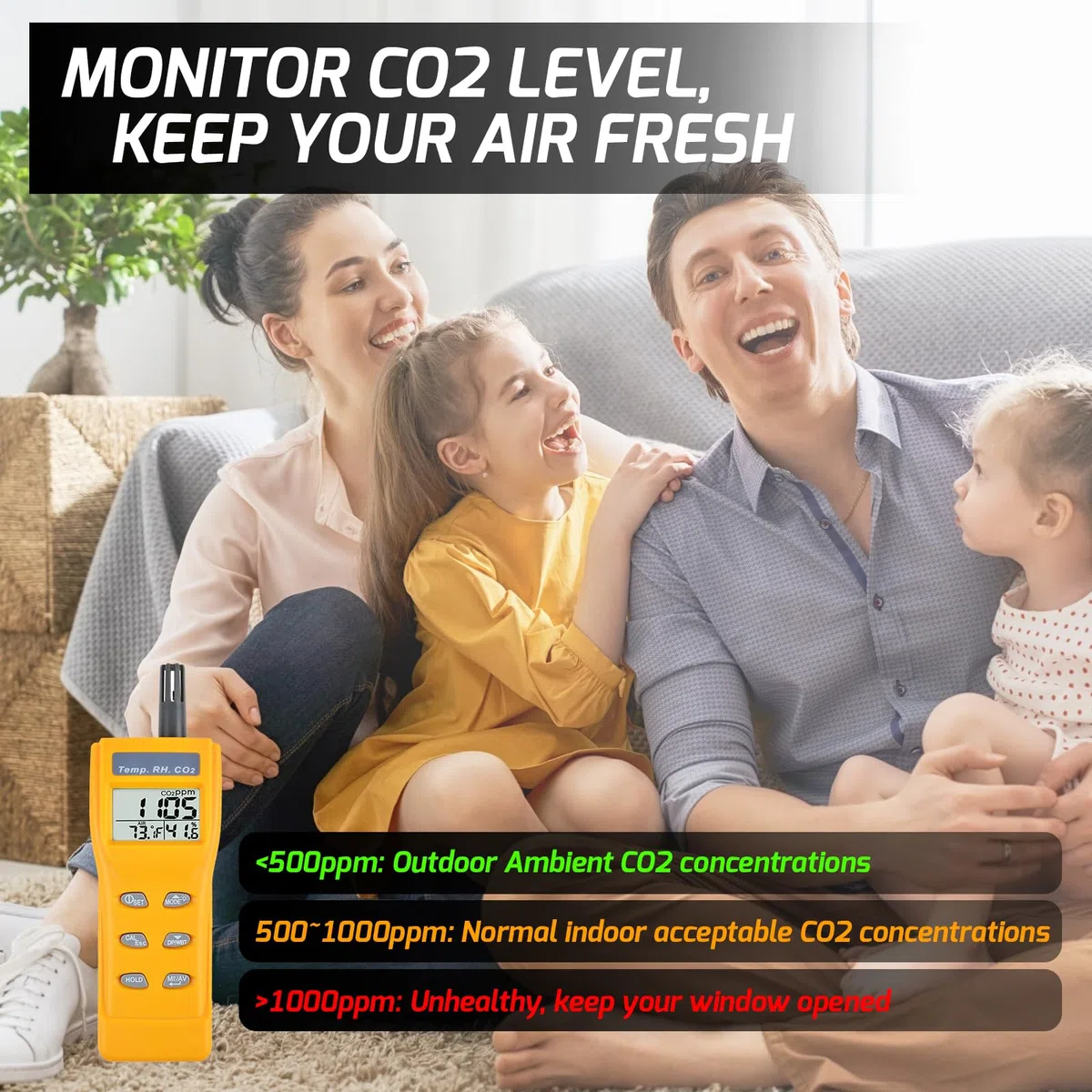 Probador De La Humedad DP Calidad del Aire Interior 9999 Ppm De Dióxido De Carbono Digital De La Temperatura del Sensor NDIR De CO2 IAQ Monitor BM