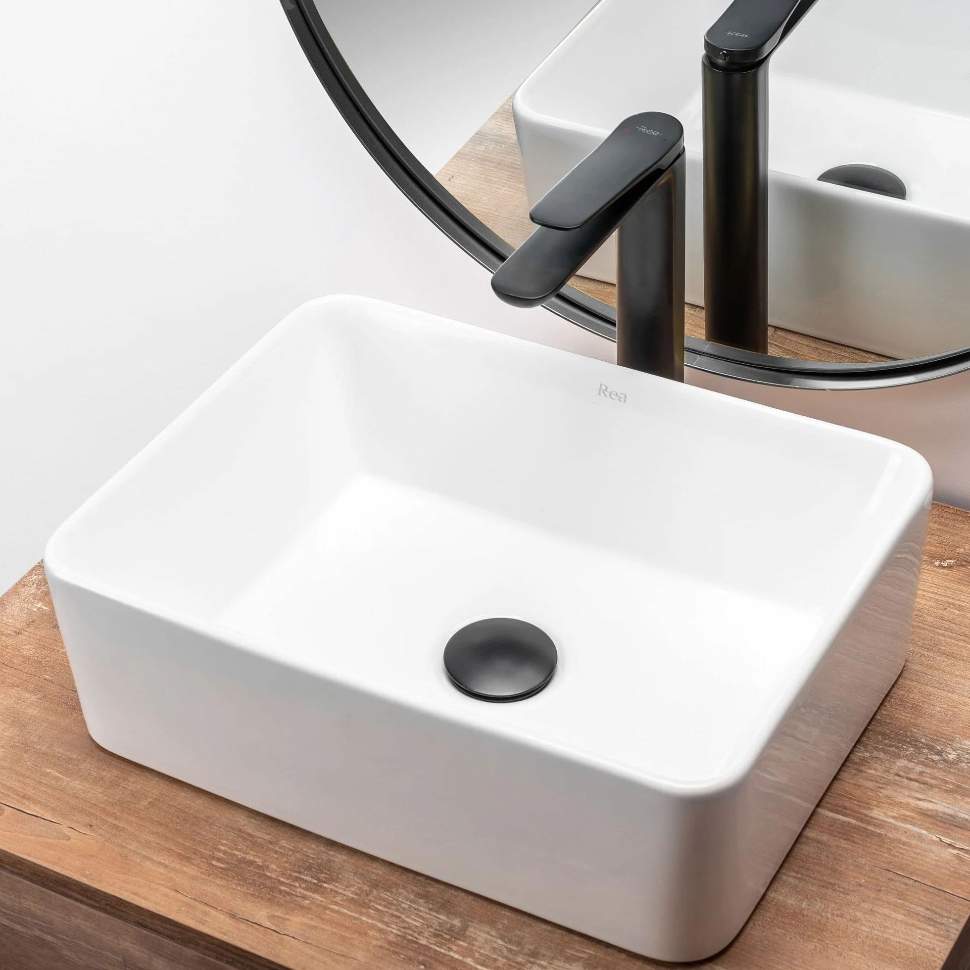 Rea Lavabo Sobre Encimera ANITA MINI Lavabo de baño de cerámica (Blanco)