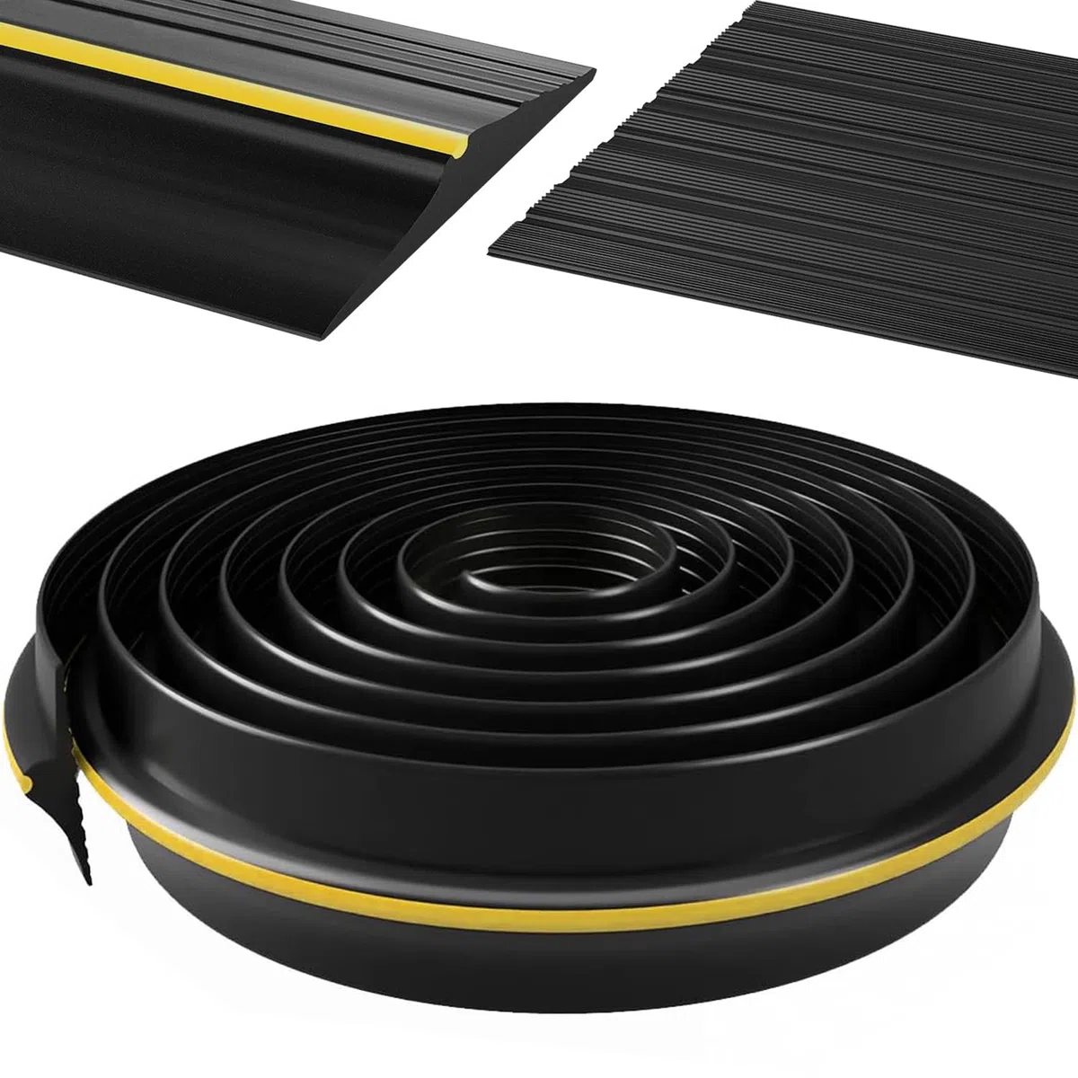 Tira de sellado de umbral de puerta de garaje de 3 m, goma de PVC flexible, tira de sellado inferior para bricolaje, disuade a insectos y hojas caídas (80 mm x 18 mm (3 m)