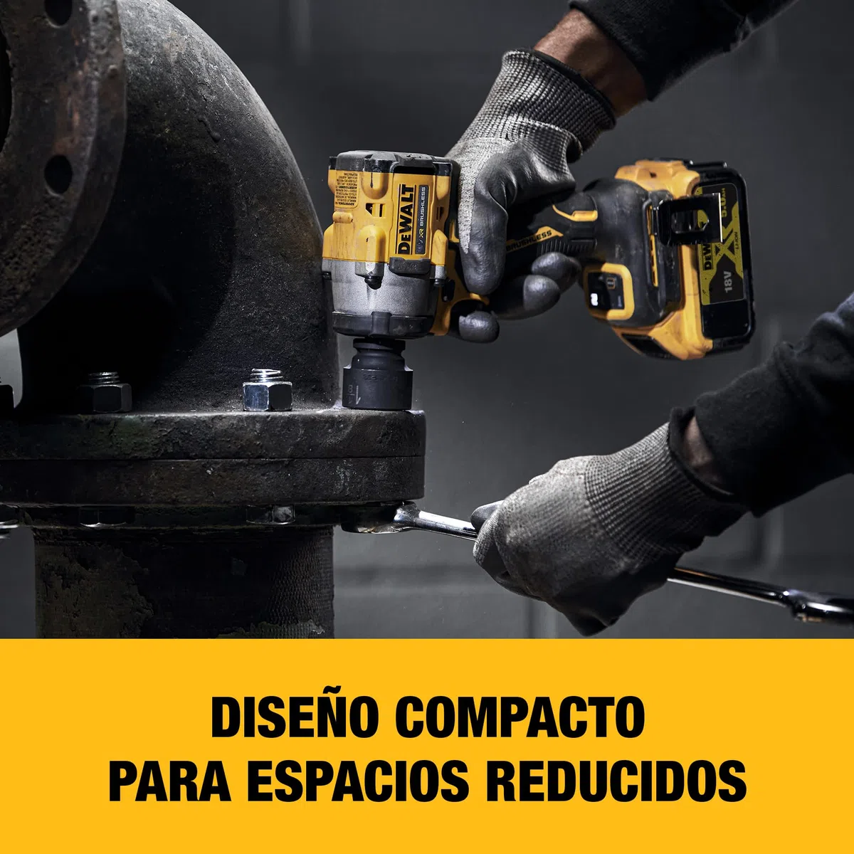 DEWALT Llave de impacto compacta 18V XR Brushless 1/2" con yunque de pasador de retención, solo herramienta, DCF922N-XJ