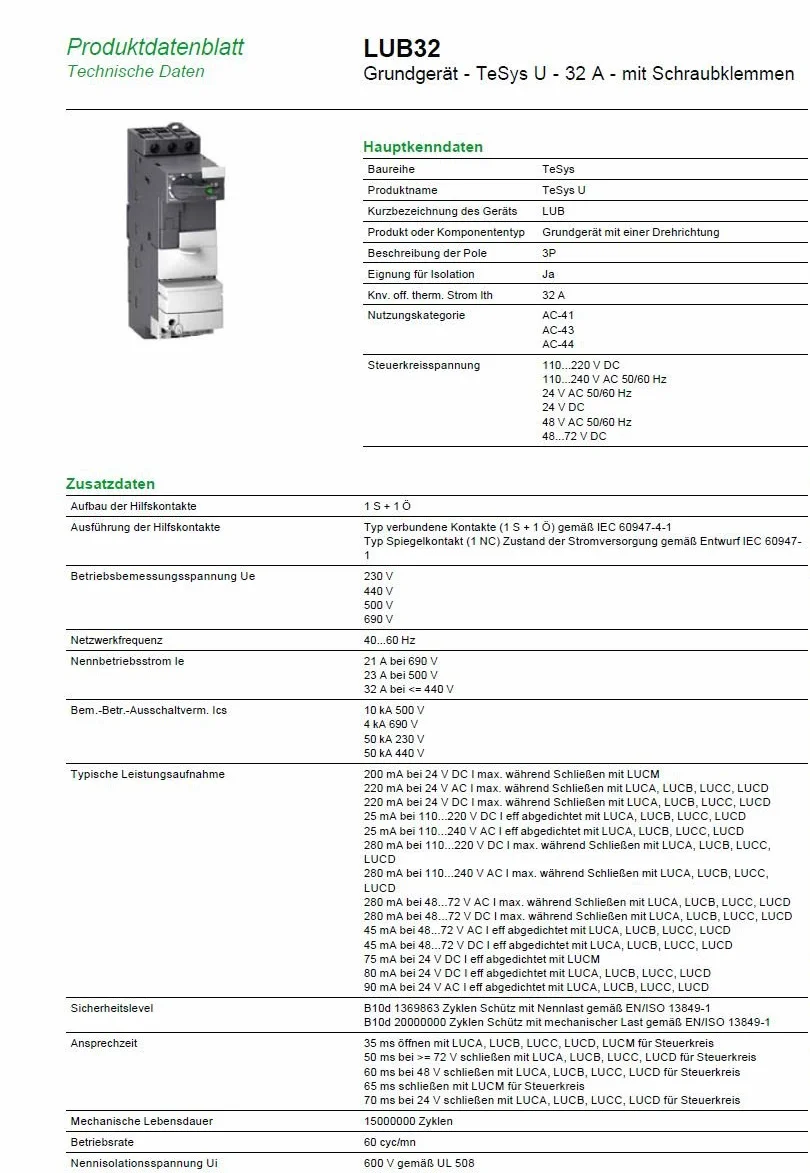 Schneider Electric LUB32 TeSys U Base Potencia, 32A, 126mm x 45mm x 154mm