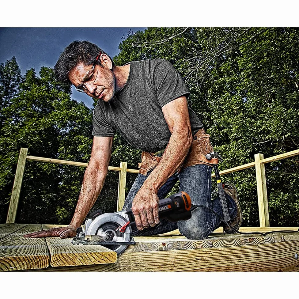 WORX Sierra circular WORXSaw XL 46mm, 800W | WX437 | Guía láser, sistema de aspiración integrado, rápido ajuste de profundidad, cambio de disco sencillo