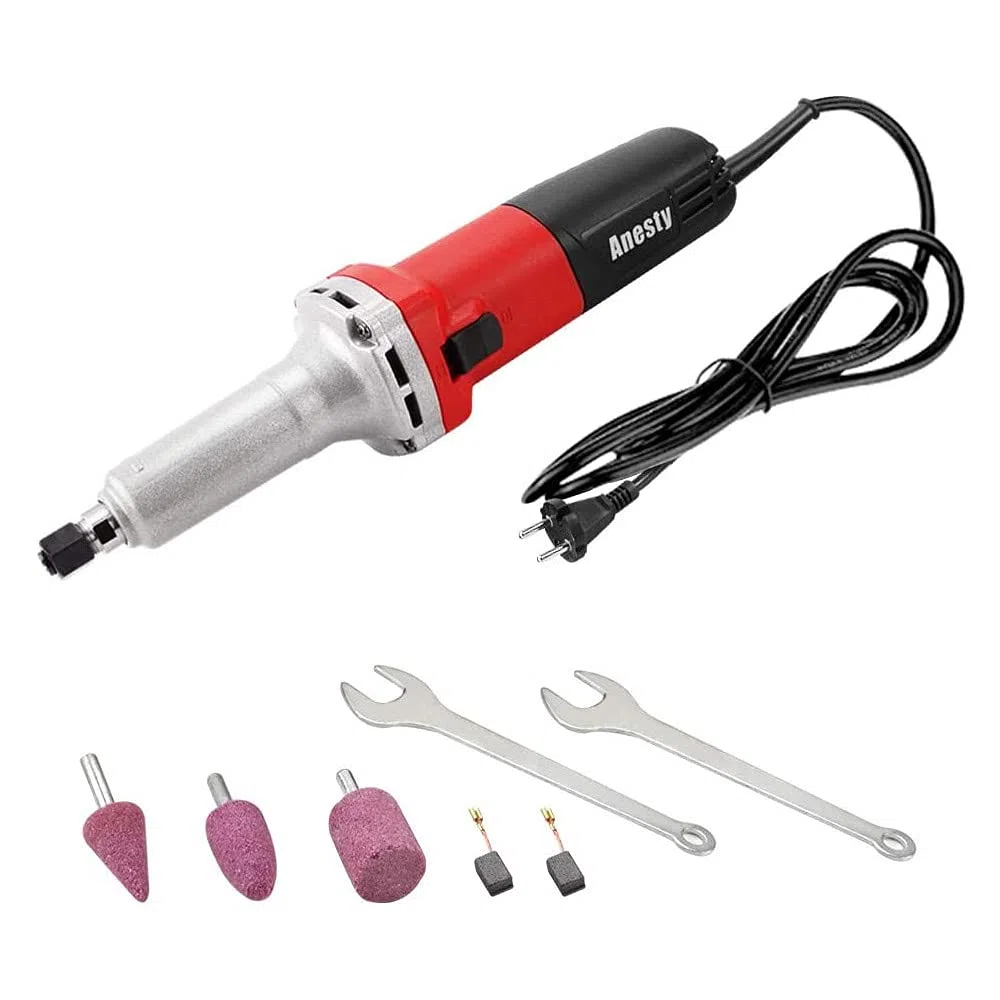 Amoladora recta, amoladora axial recta eléctrica 750 W ajustable velocidad, diámetro de la pinza 6 mm