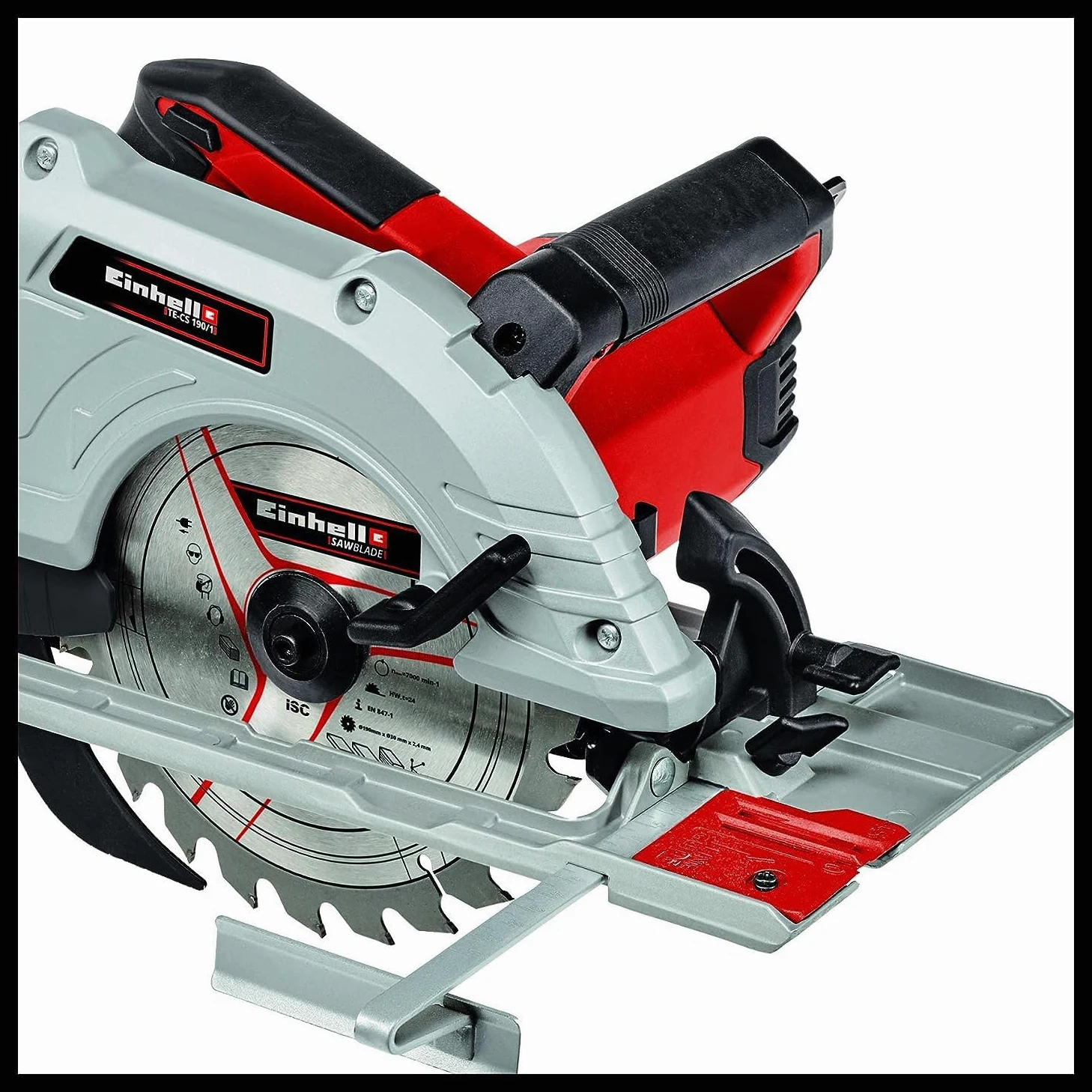 Einhell Sierra circular manual TE-CS 190/1 (1500 W, 5.500 min-1, ajuste sin herramientas, gran estribo de agarre, mesa de sierra de aluminio, bloqueo de husillo, incl. hoja de metal duro)